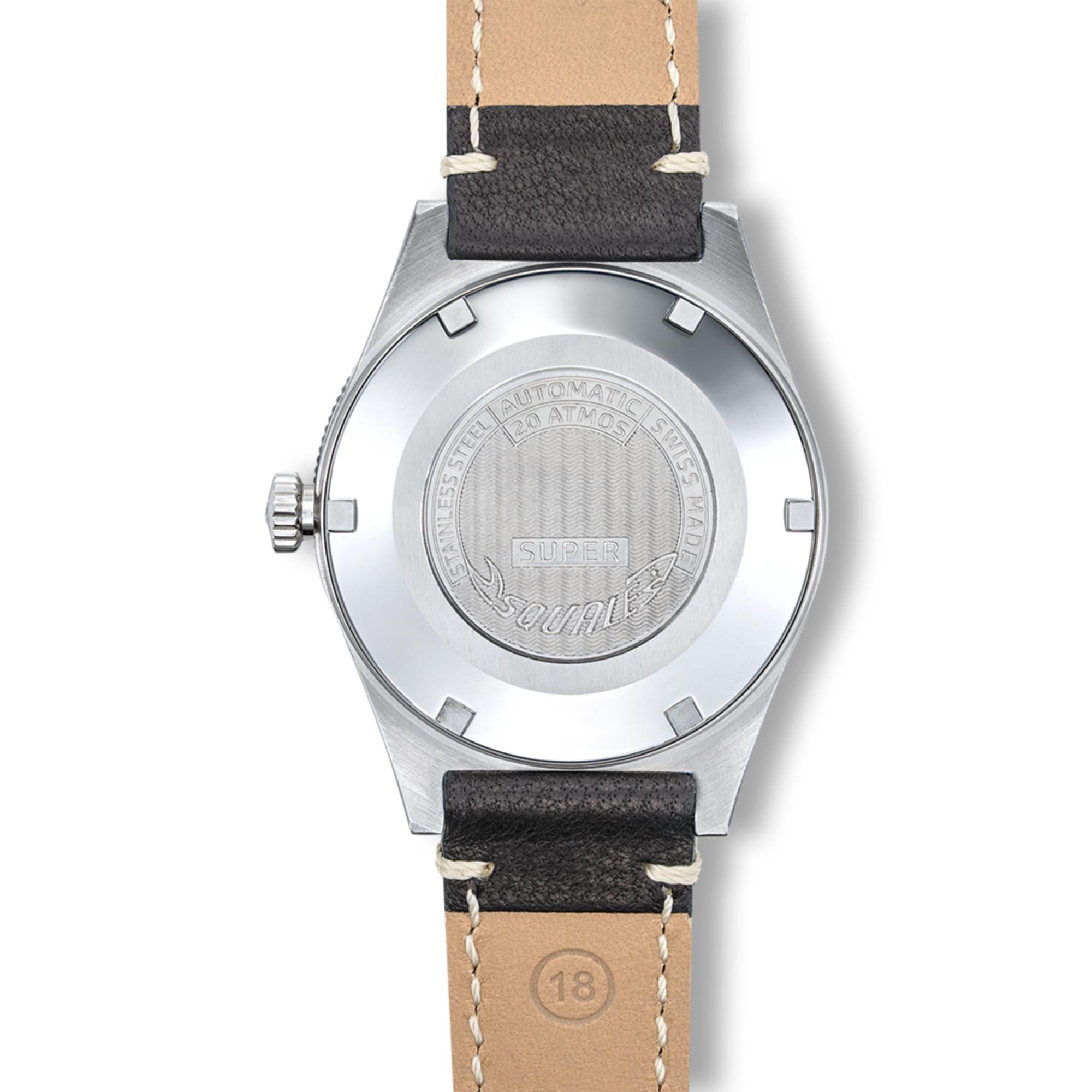 Squale Super-Squale Big Arrows Automatic Black Dial Leather Strap Men's Watch SUPERSSABK.PN