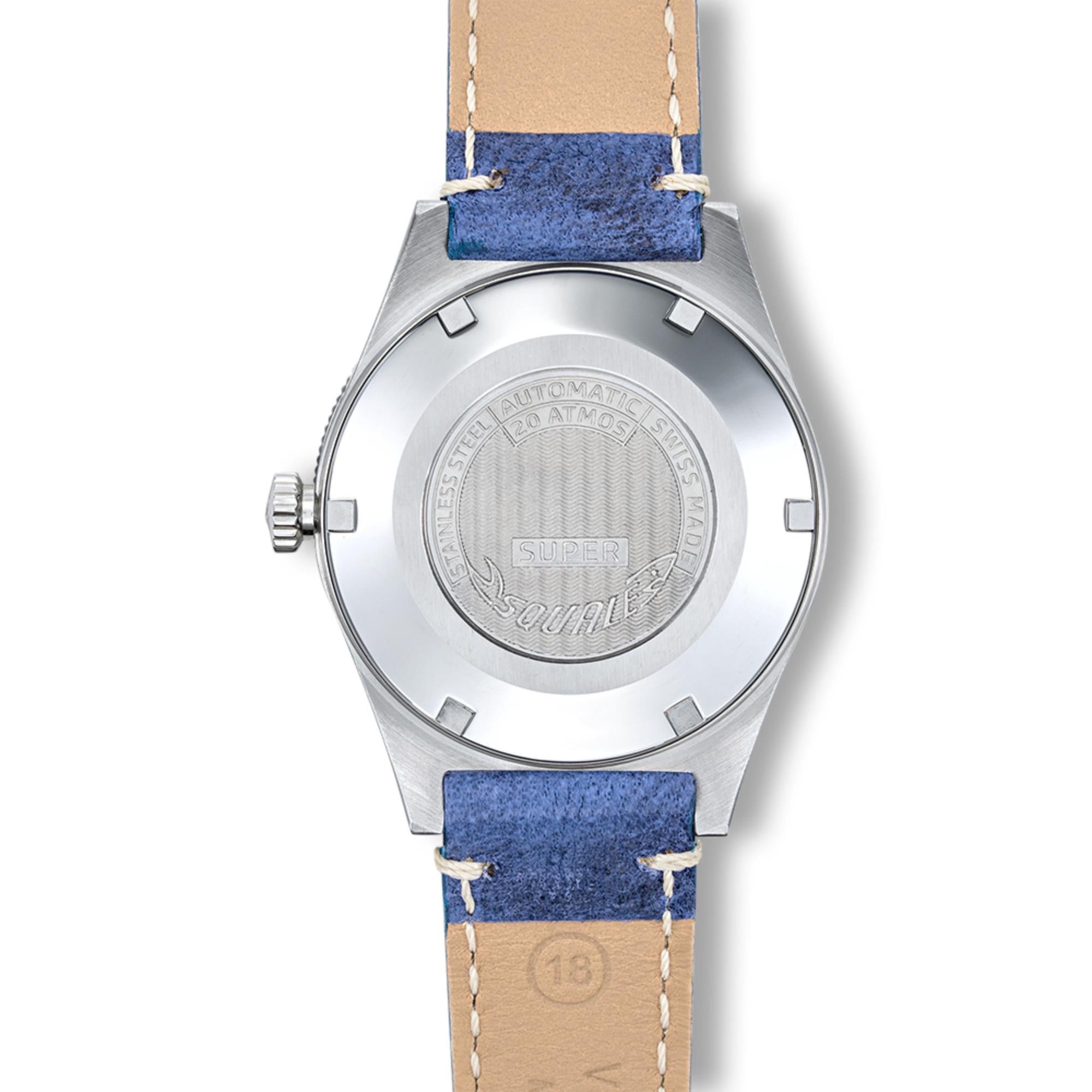 Squale Super-Squale Big Arrows Automatic Blue Dial Leather Strap Men's Watch SUPERSSABL.PBL