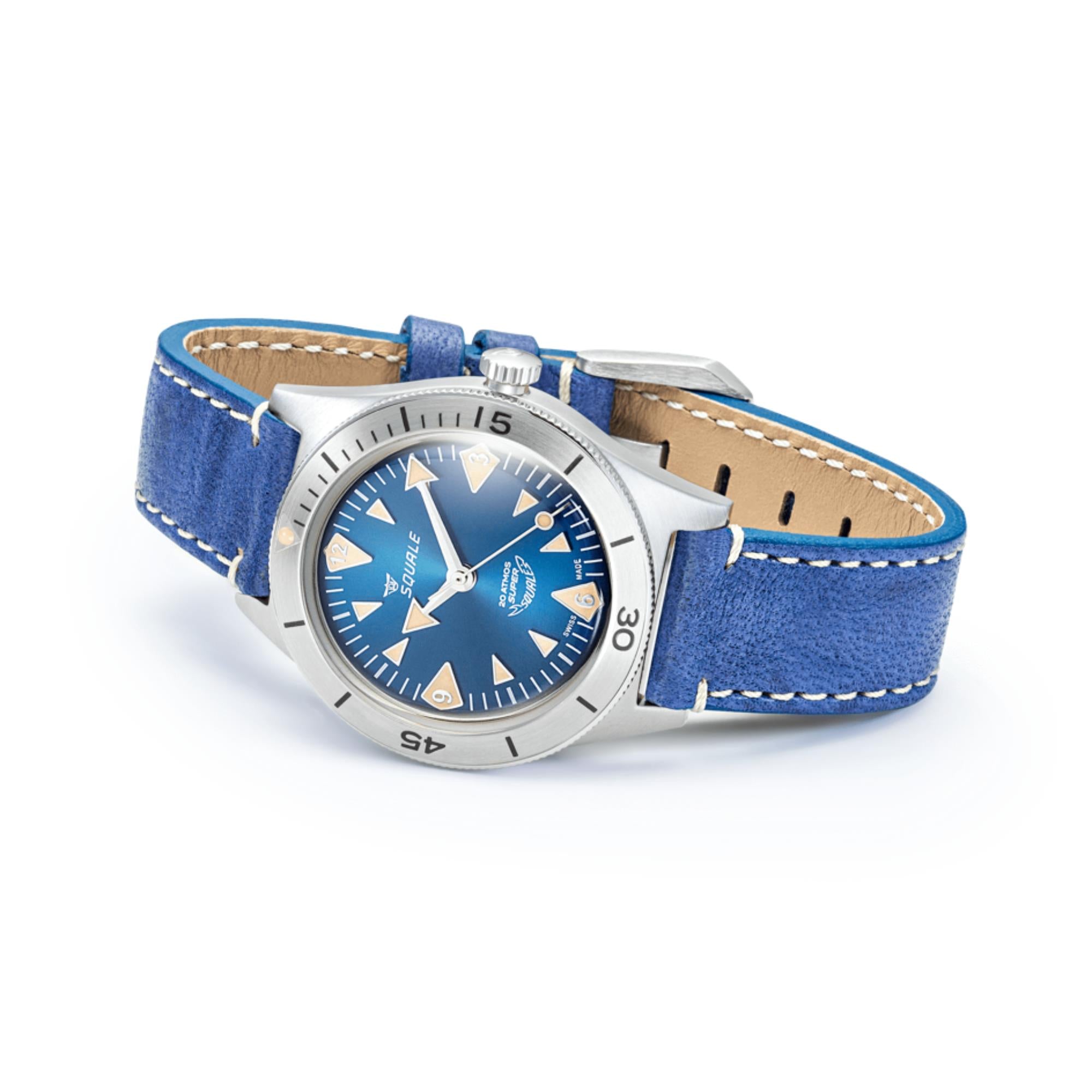 Squale Super-Squale Big Arrows Automatic Blue Dial Leather Strap Men's Watch SUPERSSABL.PBL