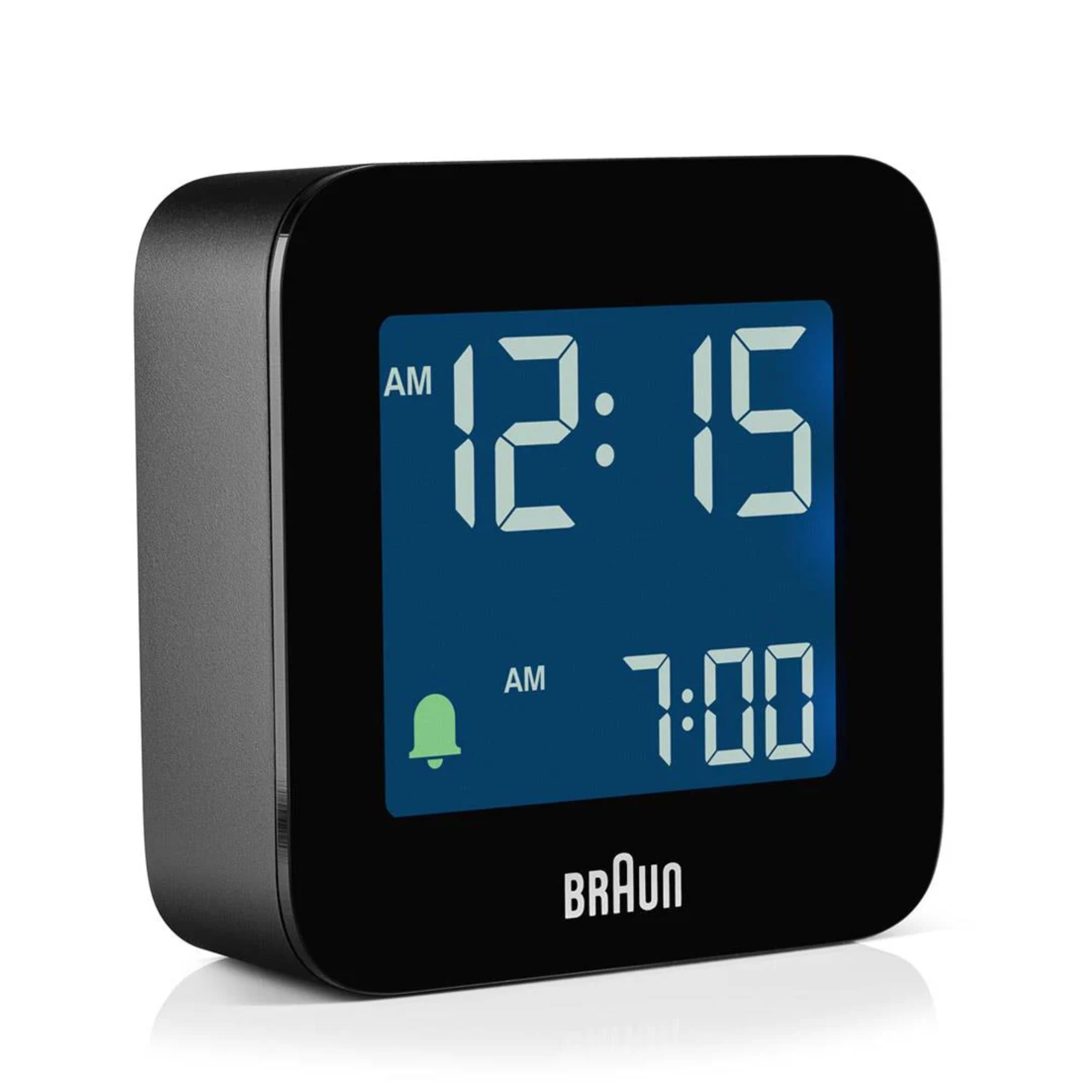 Braun Quartz Black Digital Travel Alarm Clock BC08B