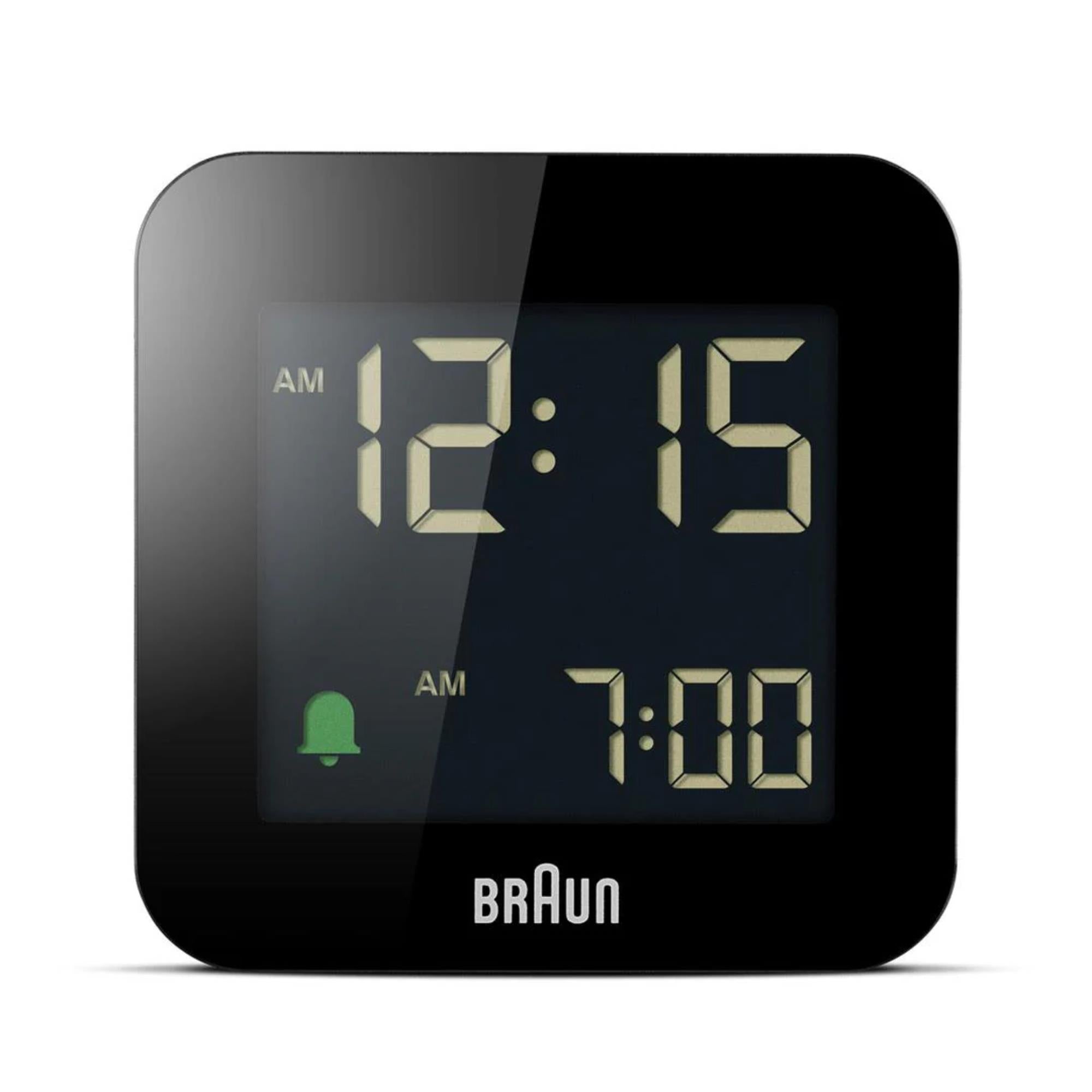 Braun Quartz Black Digital Travel Alarm Clock BC08B