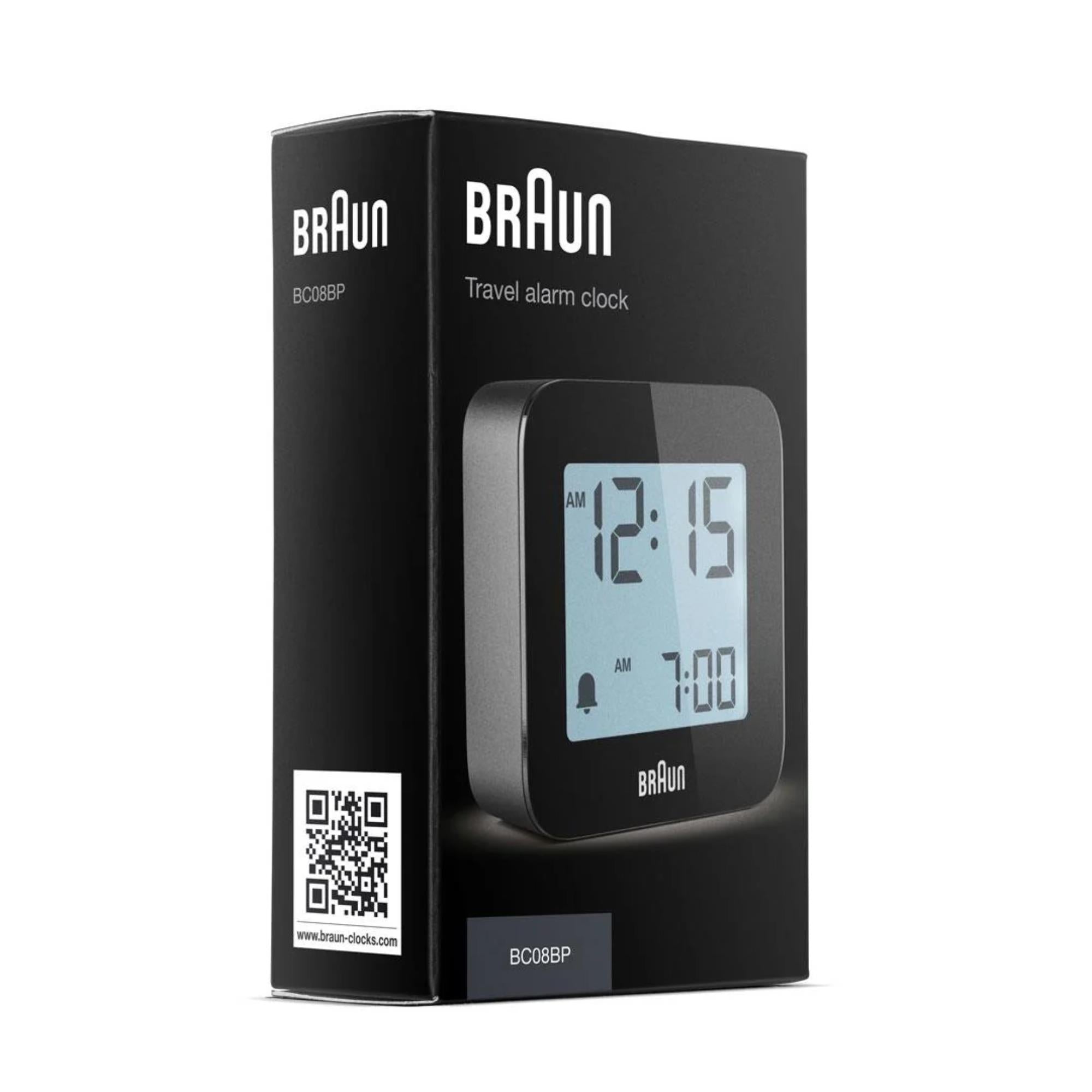 Braun Quartz Black Digital Travel Alarm Clock BC08B
