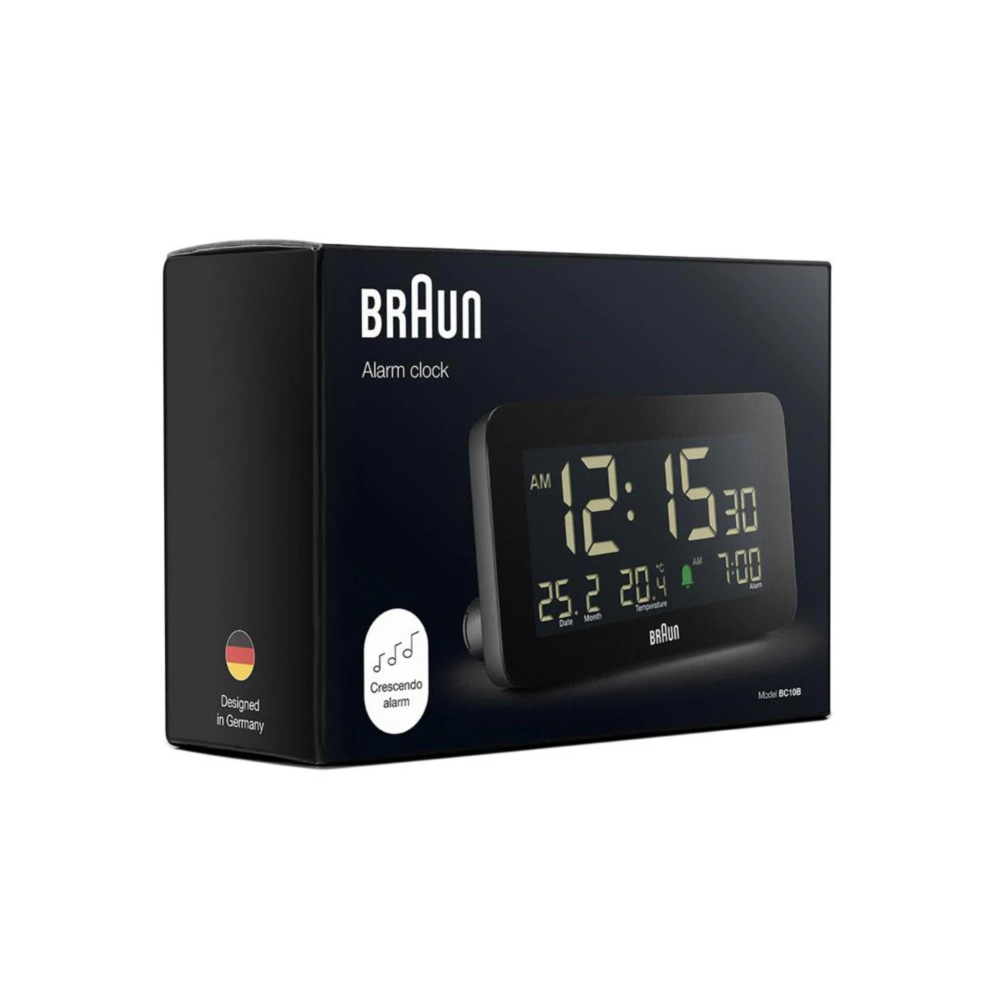 Braun Black Digital Alarm Clock BC10B