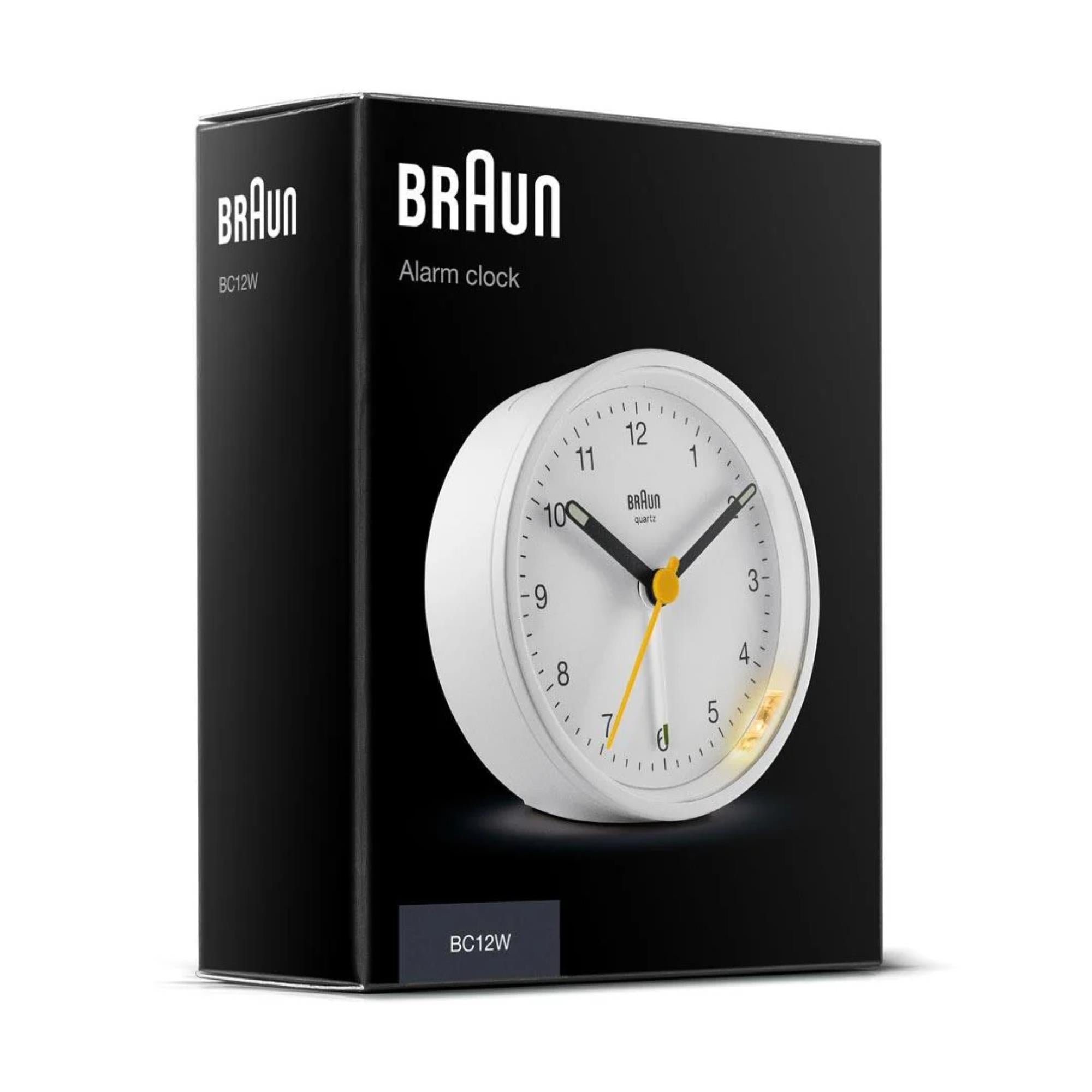 Braun Classic Quarts White Dial Alarm Clock BC12W