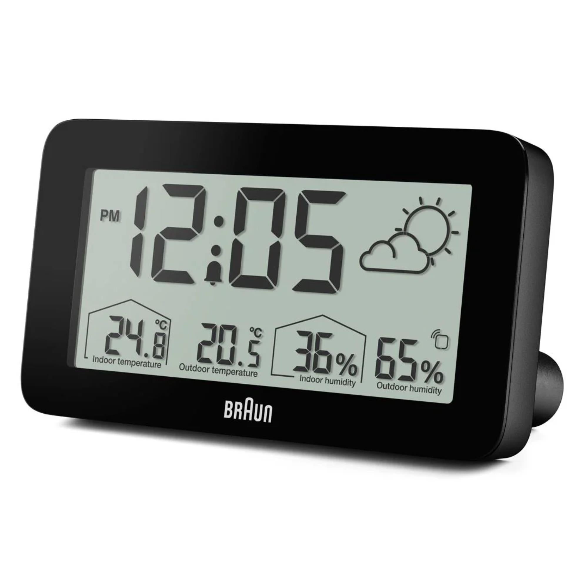 Braun Black Digital Weather Station Clock BC13BP