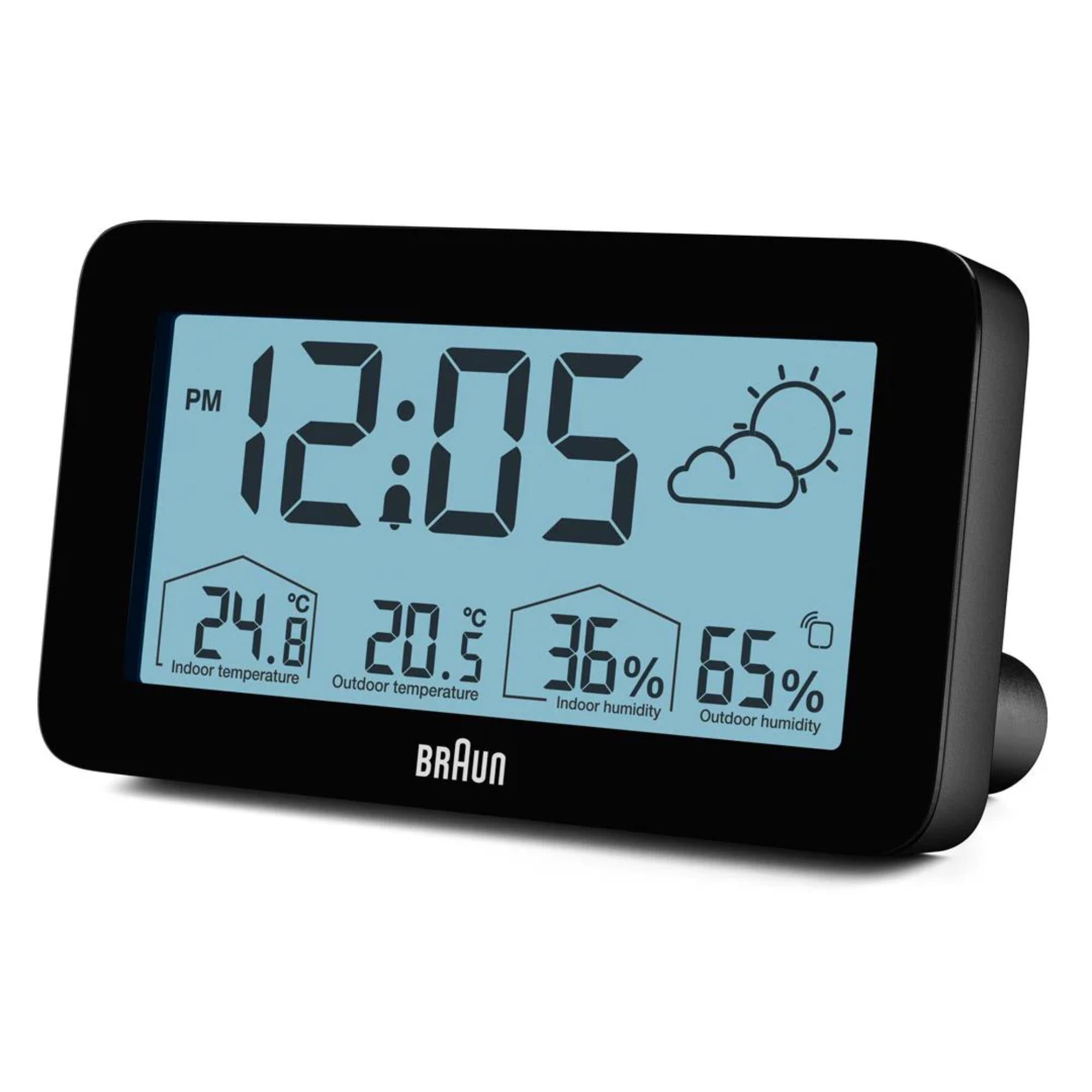 Braun Black Digital Weather Station Clock BC13BP