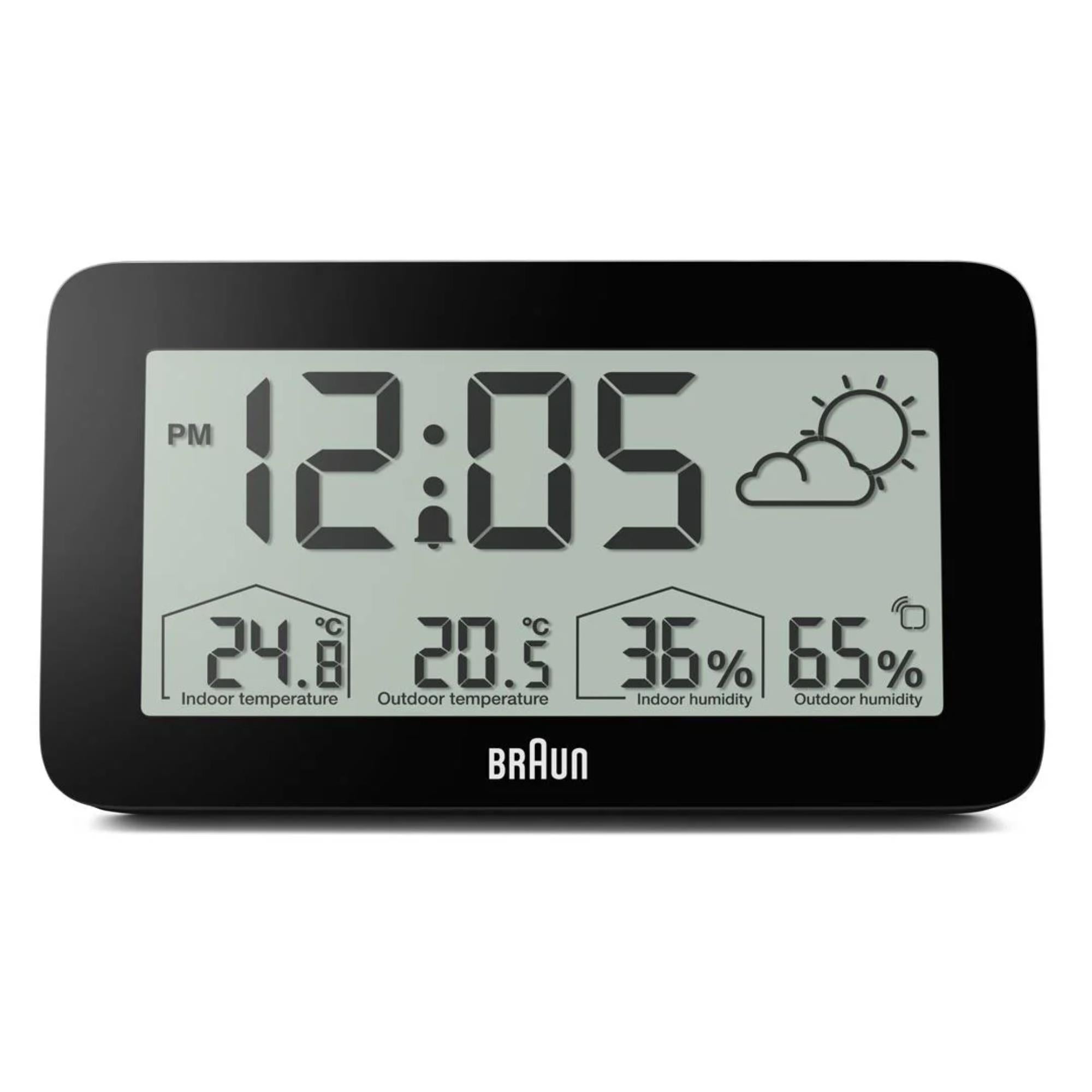 Braun Black Digital Weather Station Clock BC13BP