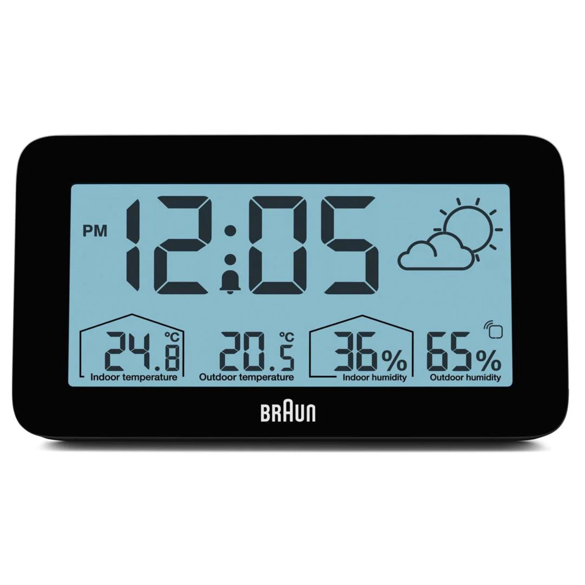 Braun Black Digital Weather Station Clock BC13BP