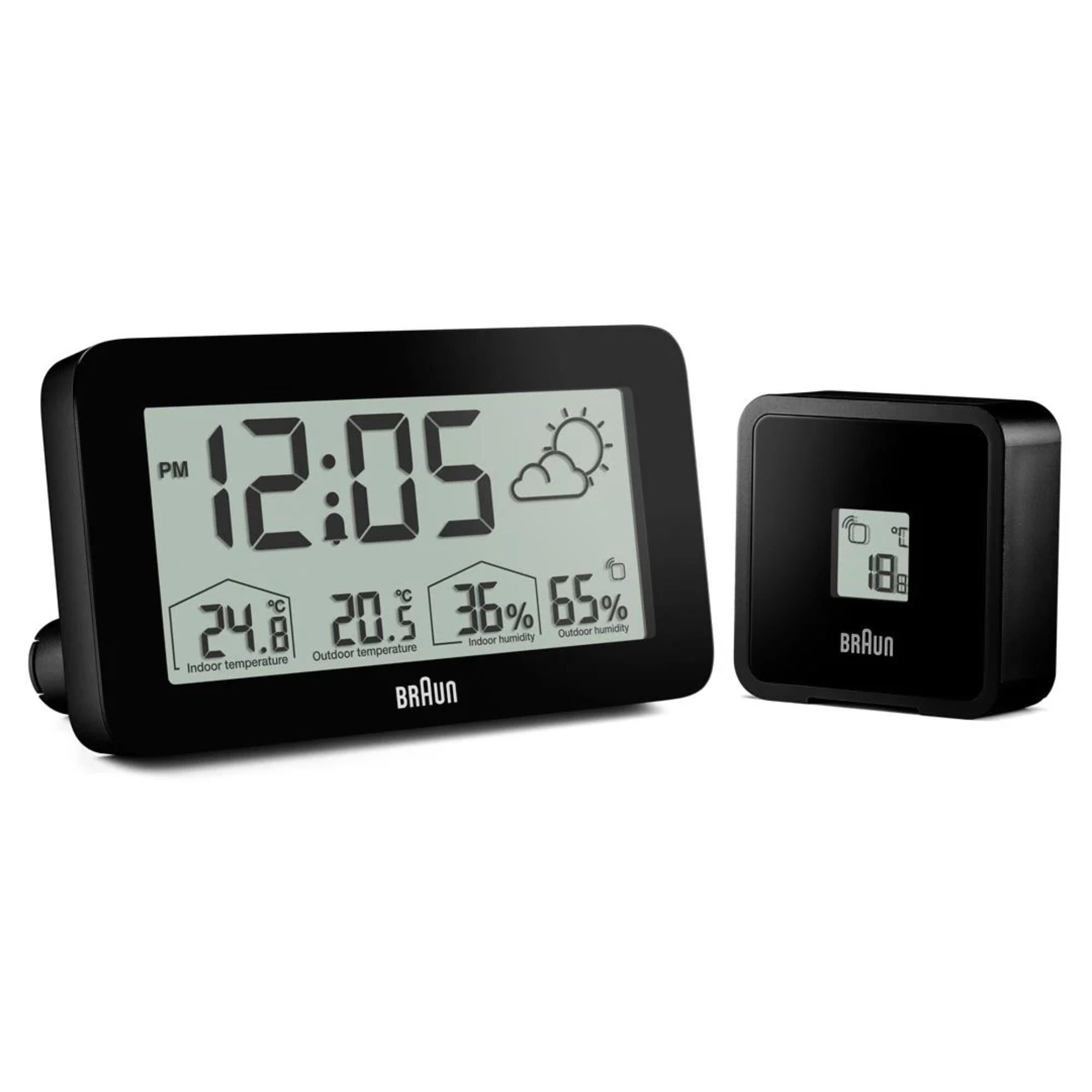 Braun Black Digital Weather Station Clock BC13BP