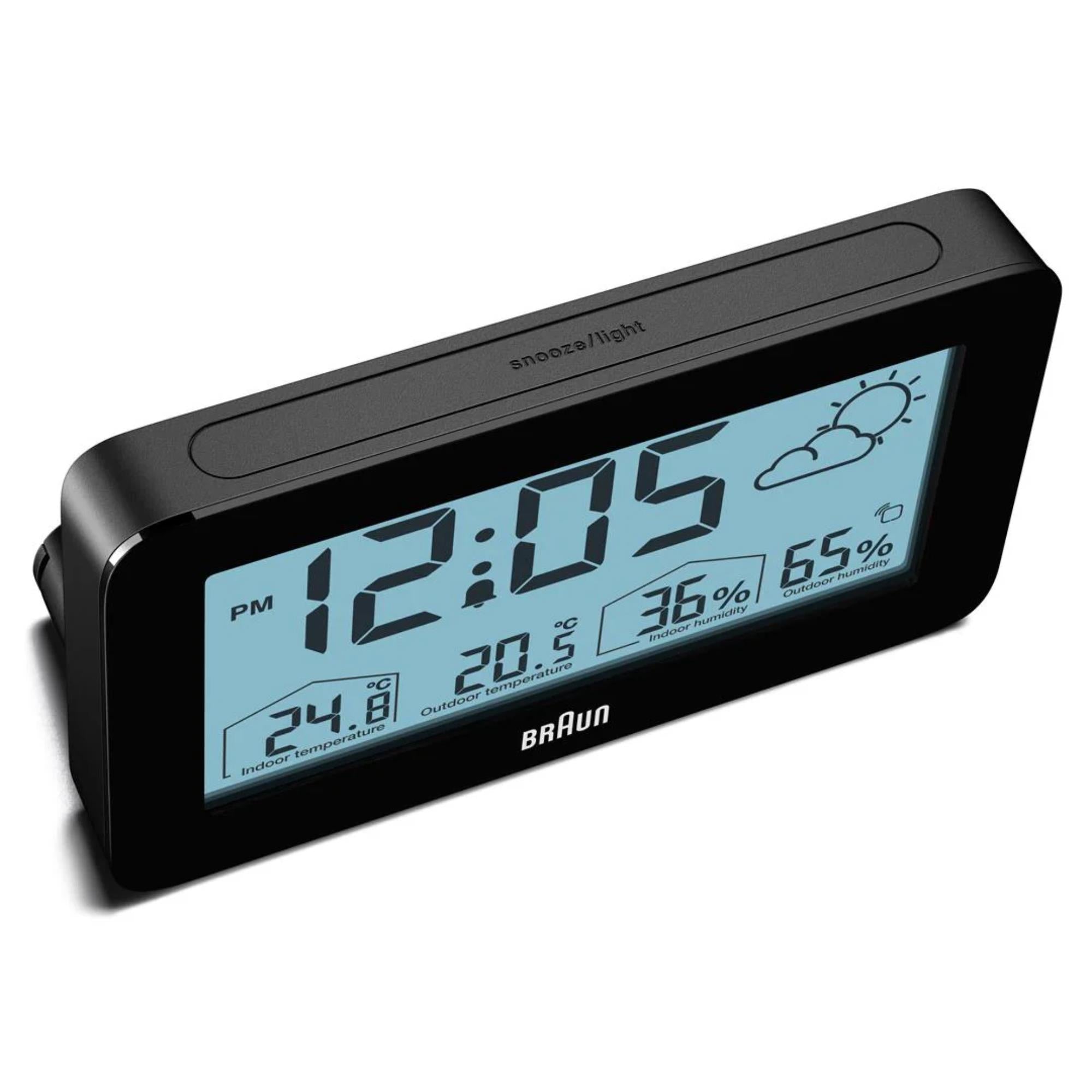 Braun Black Digital Weather Station Clock BC13BP