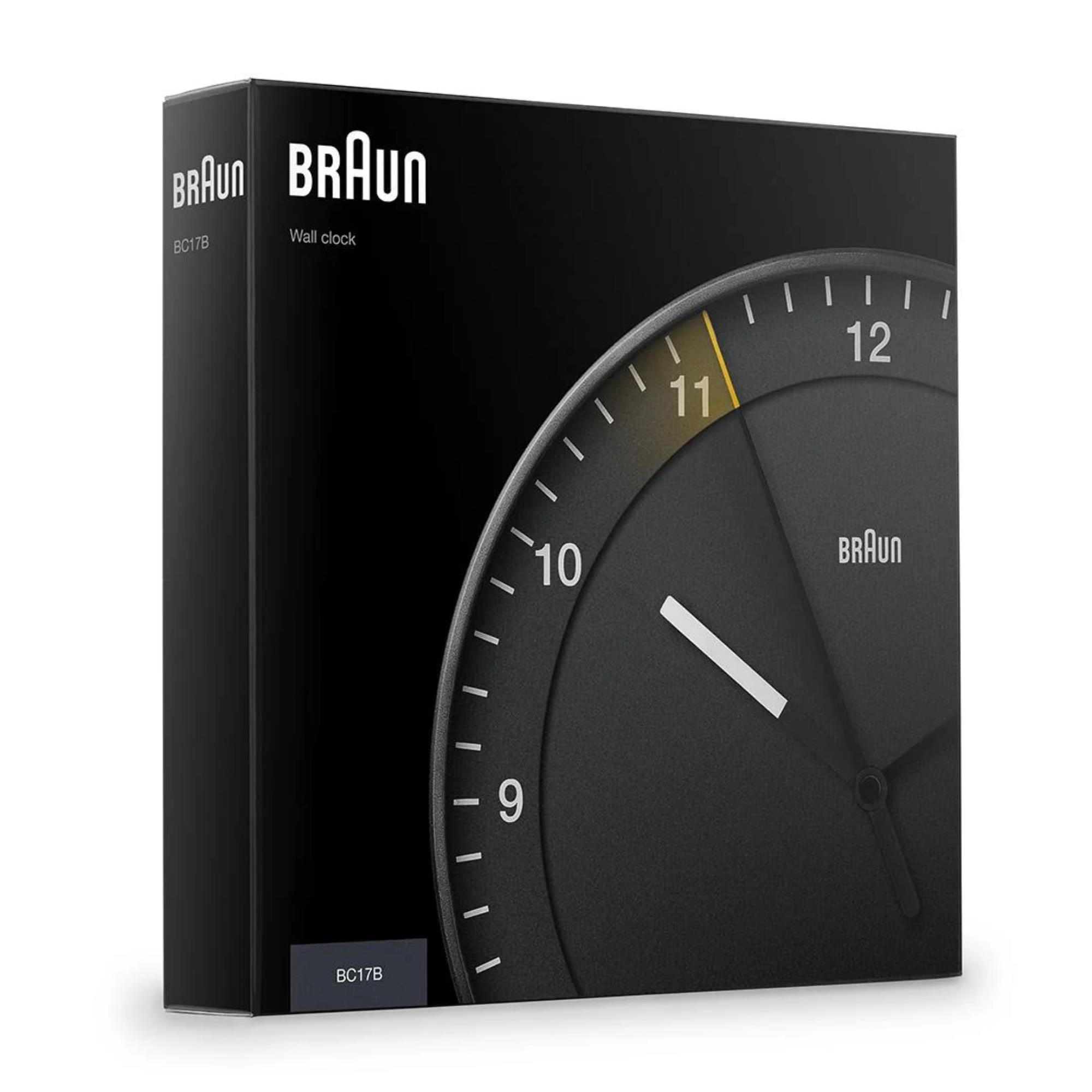 Braun Classic Black Dial Large Wall Clock BC17B