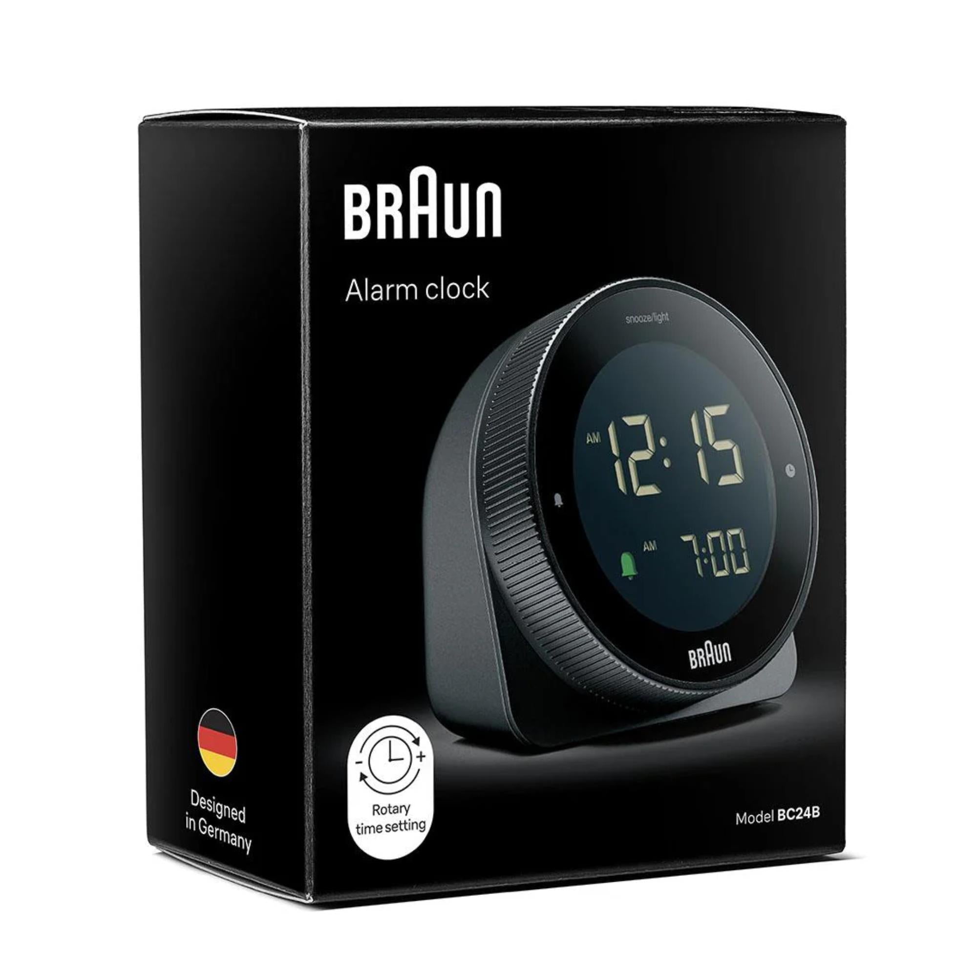 Braun Black Touch Display Digital Alarm Clock BC24B