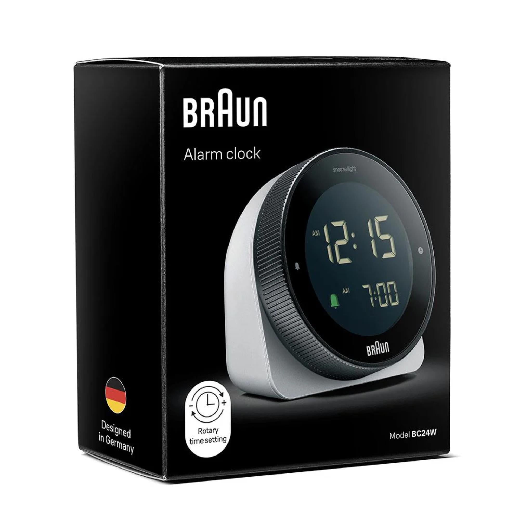 Braun White Classic Touch Display Digital Alarm Clock BC24W