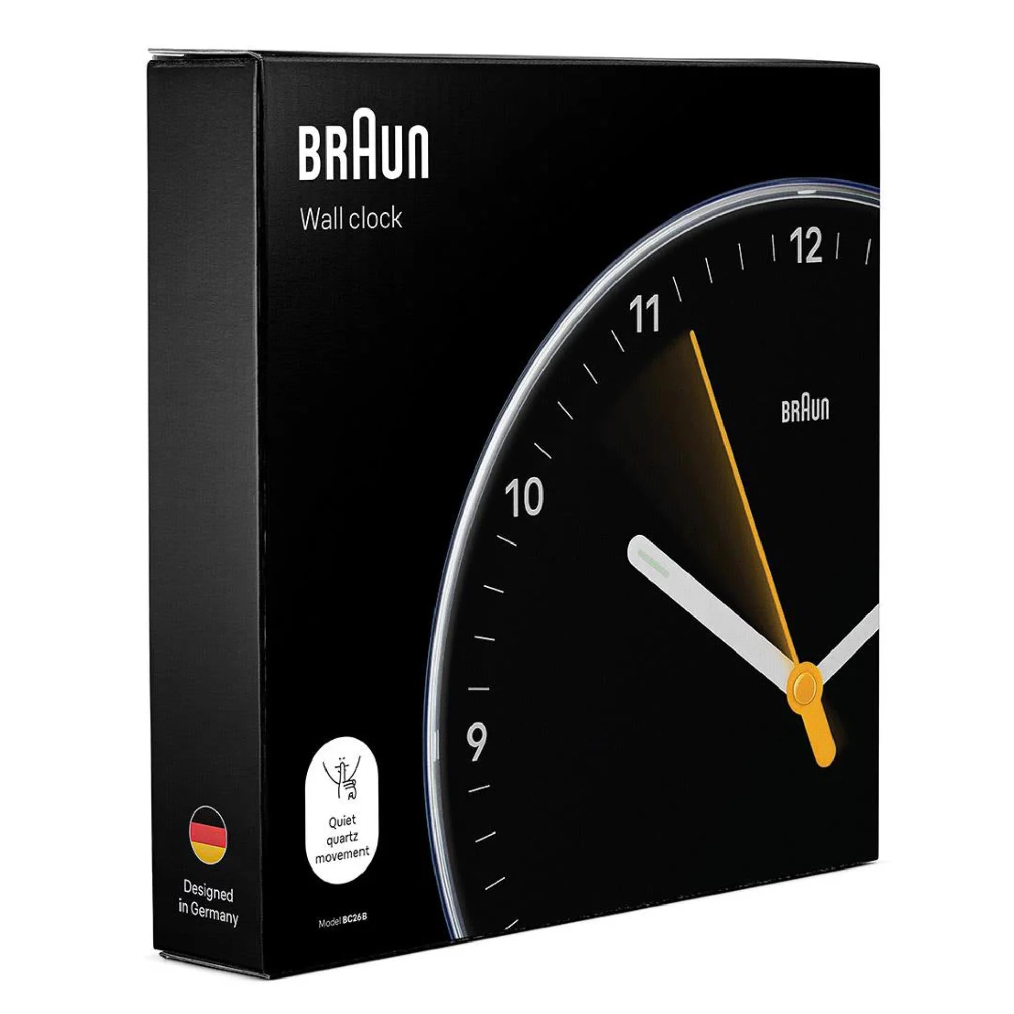 Braun Quartz Black Wall Clock BC26B