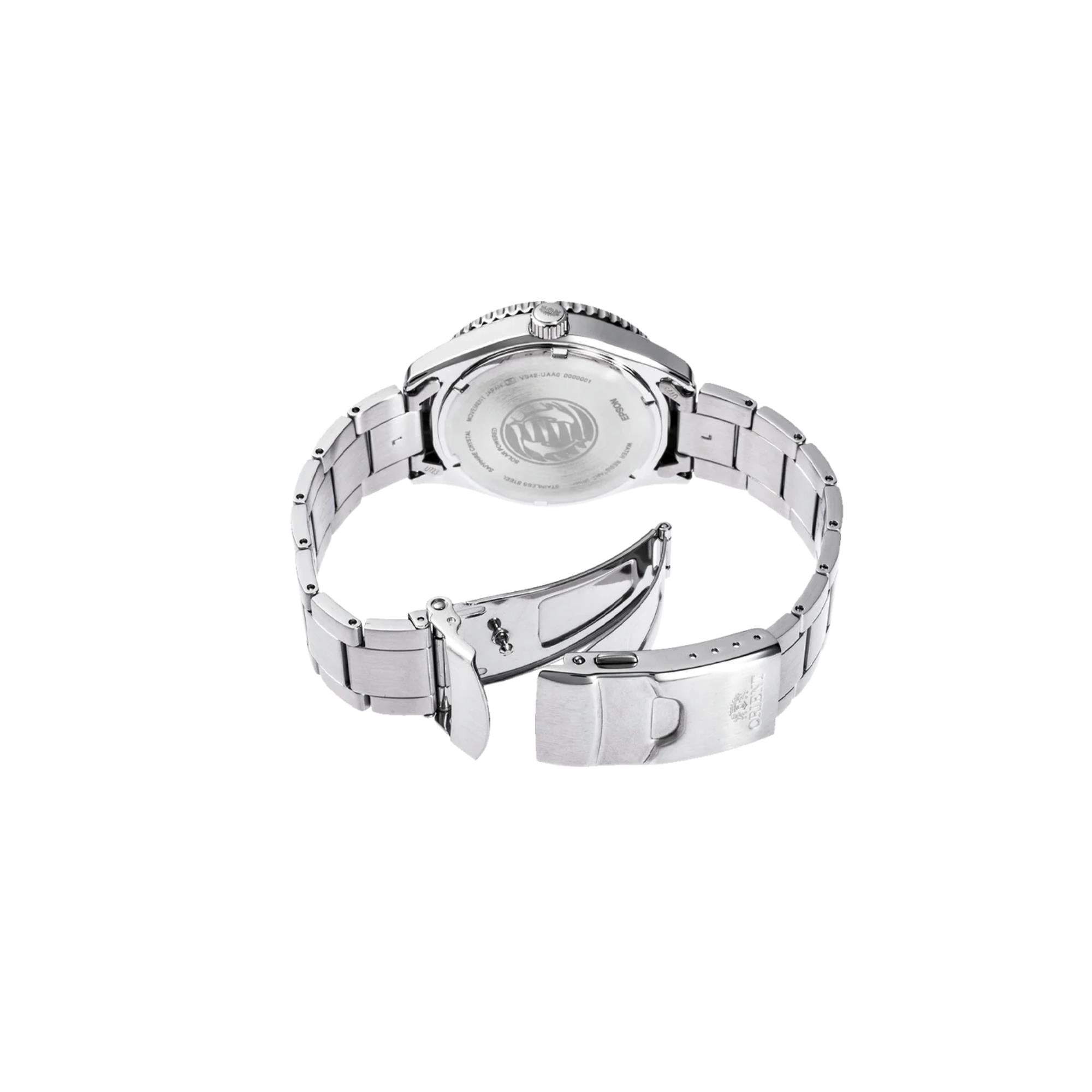 Orient Mako Solar Quartz Green Dial Steel Strap Men's Watch RA-WJ0001E10B