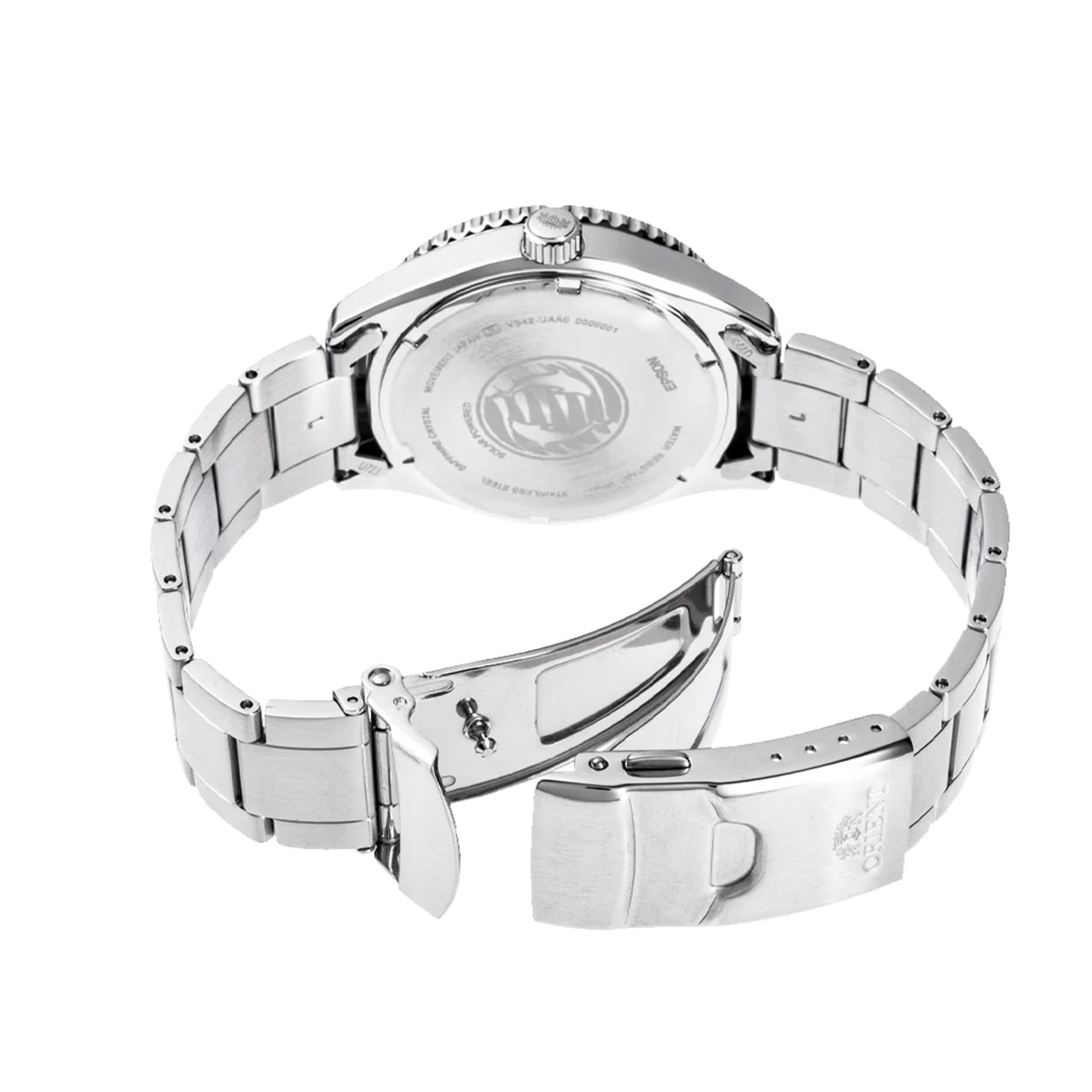 Orient Mako Solar Quartz Brown Dial Steel Strap Men's Watch RA-WJ0004Y10B