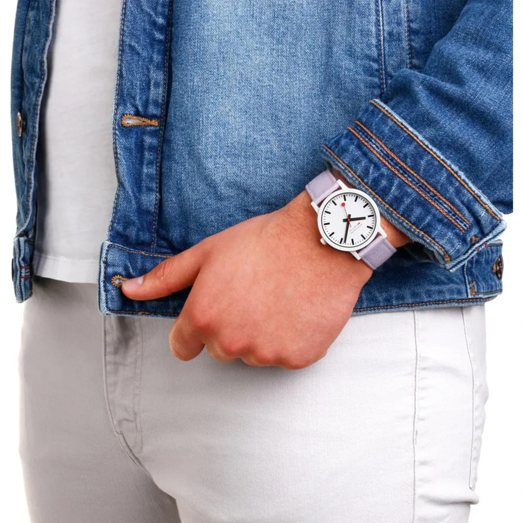 Mondaine Essence Quartz White Dial Textile Strap Men's Watch MS1.41110.LQ1