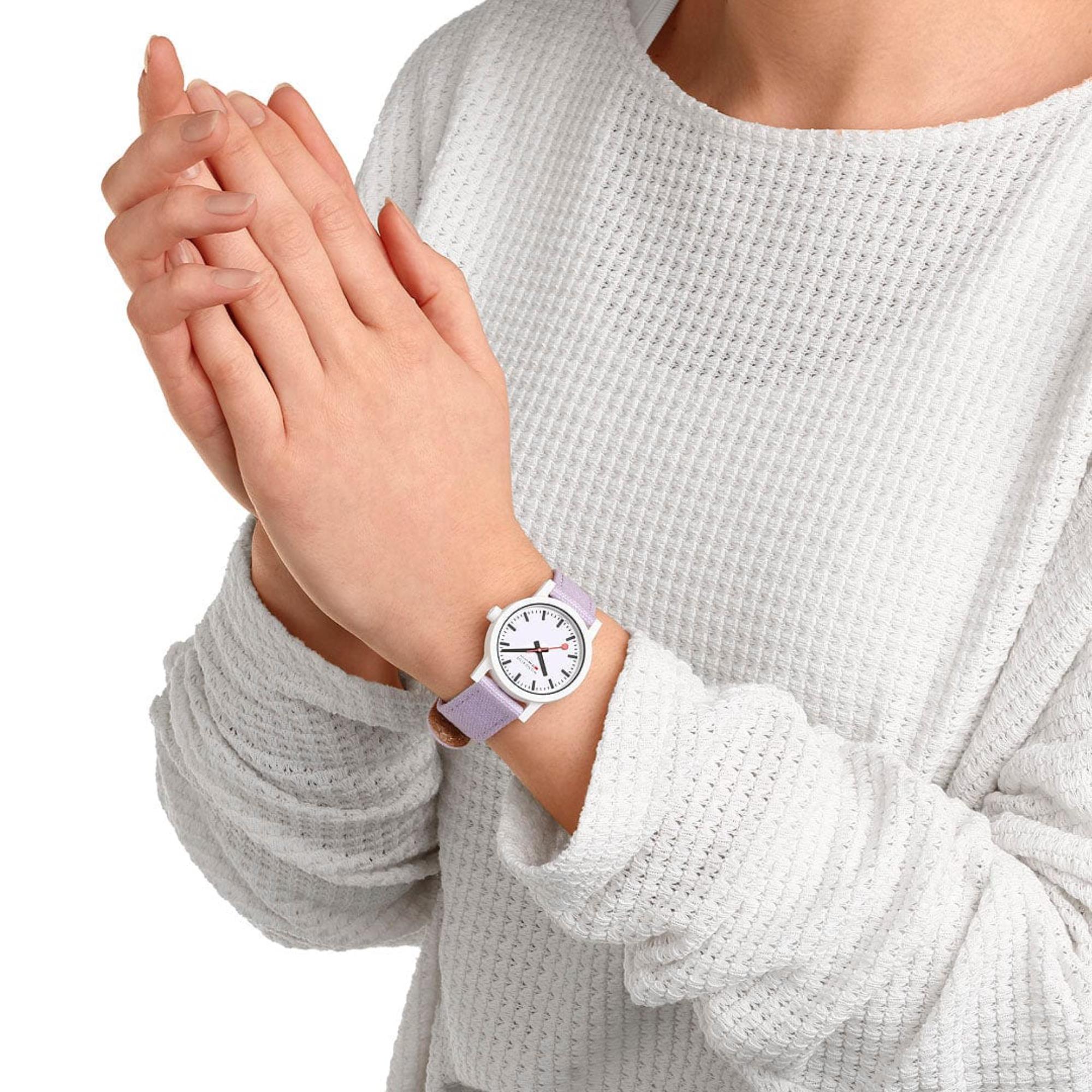 Mondaine Essence Quartz White Dial Textile Strap Women's Watch MS1.32110.LQ1