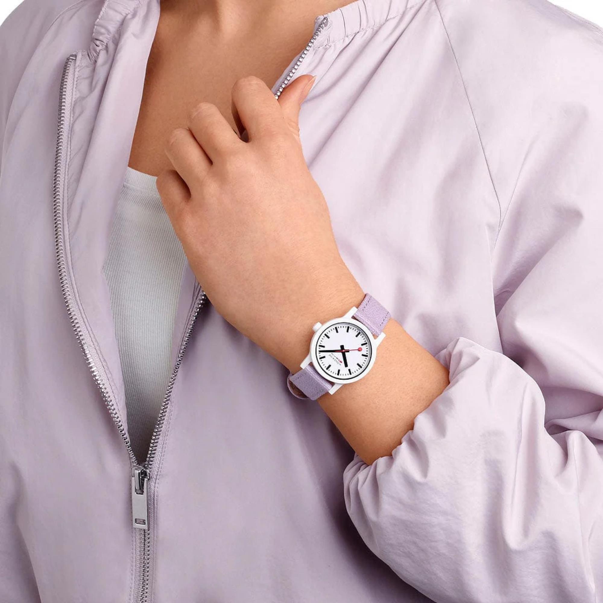 Mondaine Essence Quartz White Dial Textile Strap Women's Watch MS1.32110.LQ1