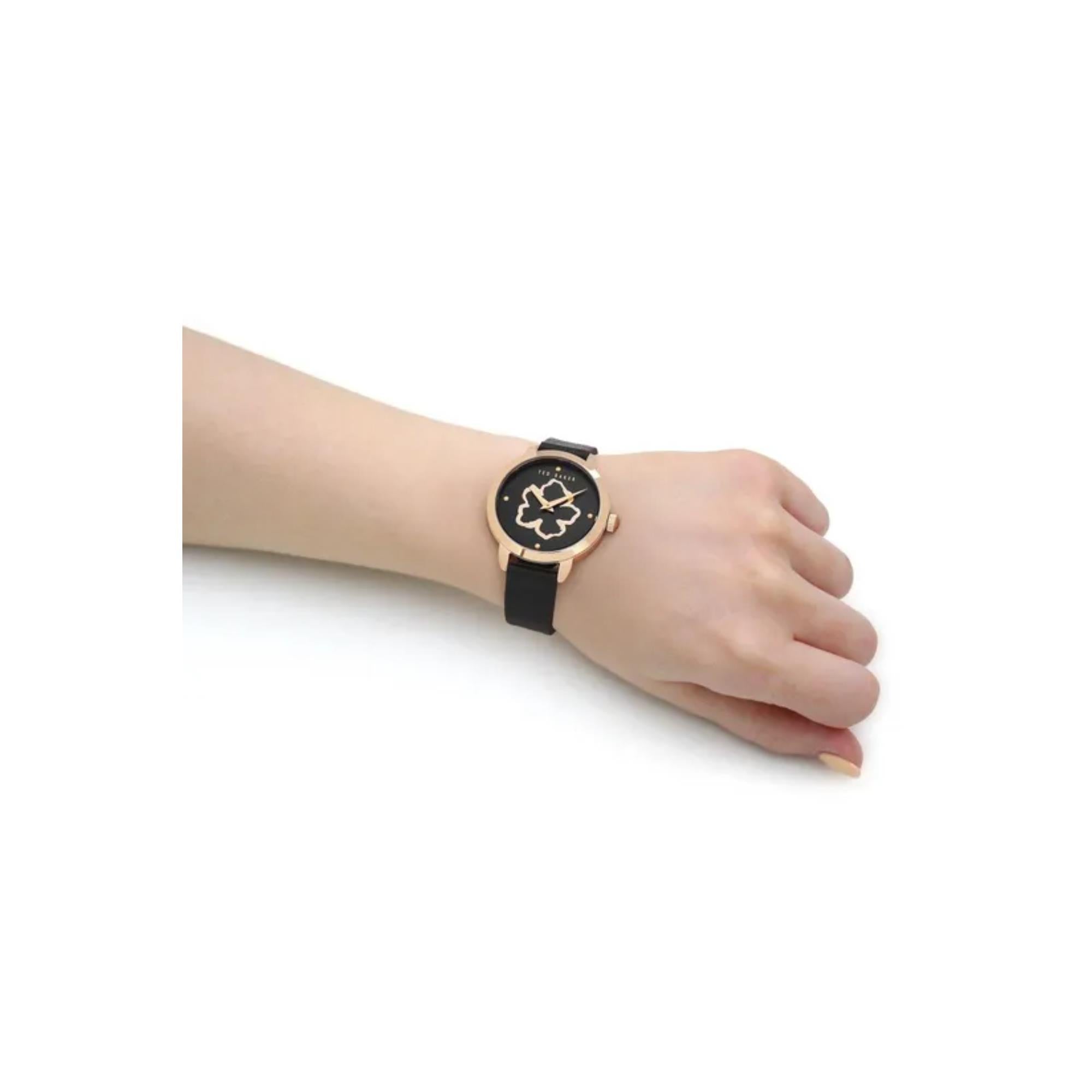 Ted Baker Fleure Quartz Black Dial Leather Strap Women's Watch BKPFLS302