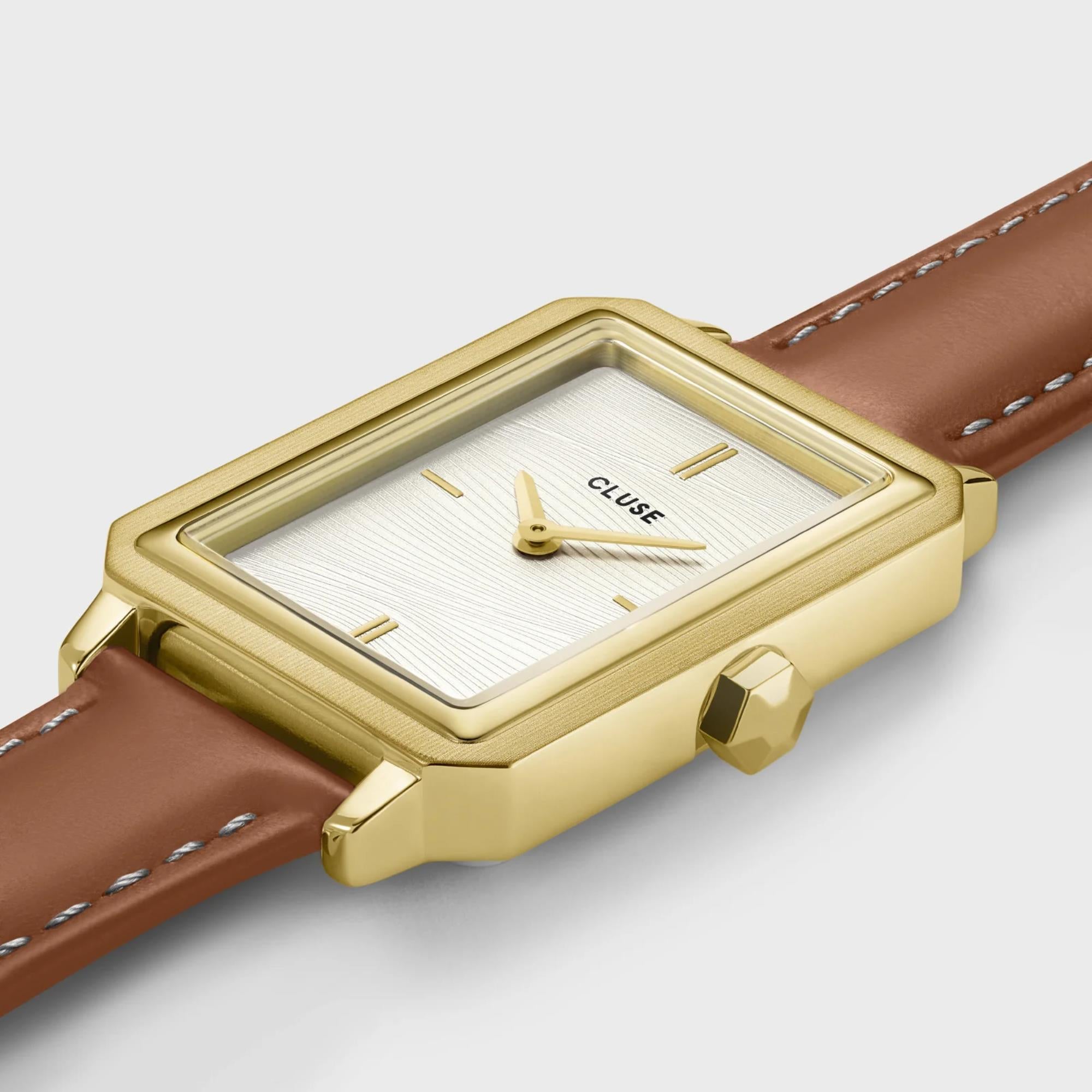 CLUSE Fluette Quartz White Dial Leather Strap Women's Watch CW11515