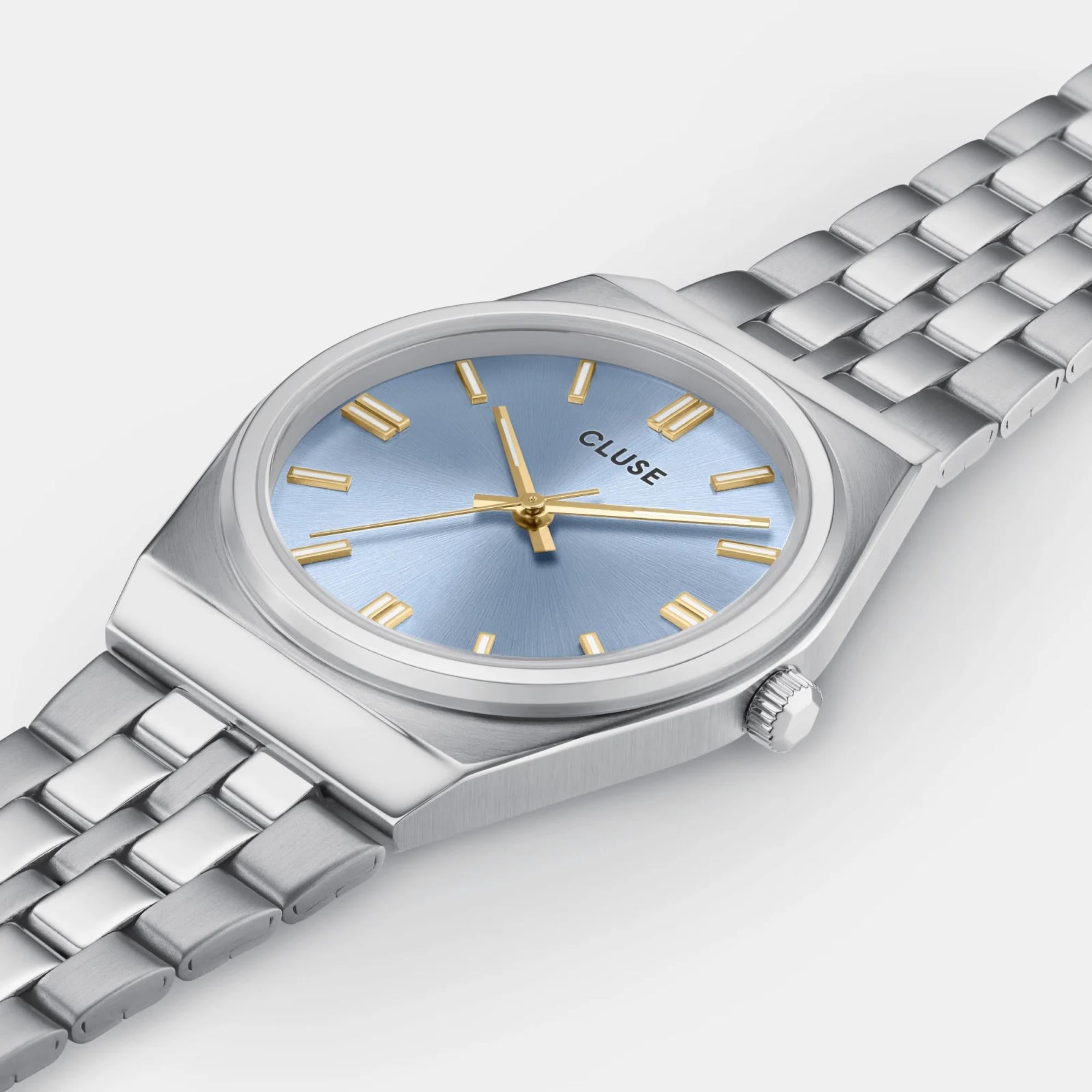 CLUSE Retro 70's Quartz Blue Dial Steel Strap Women's Watch CW35102