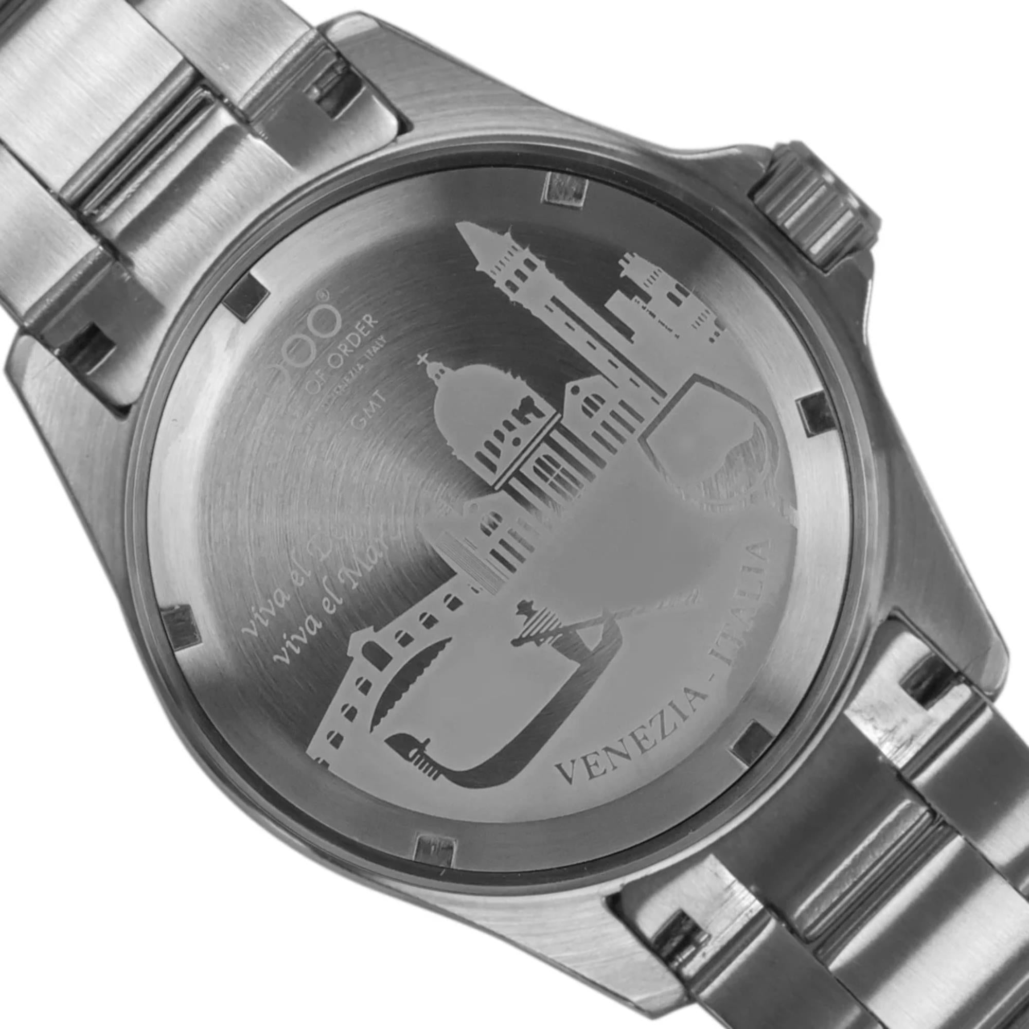 Out of Order Swiss GMT Venezia Ultra Brushed Green Dial Steel Strap Men's Watch OOO.001-19.VE.SS