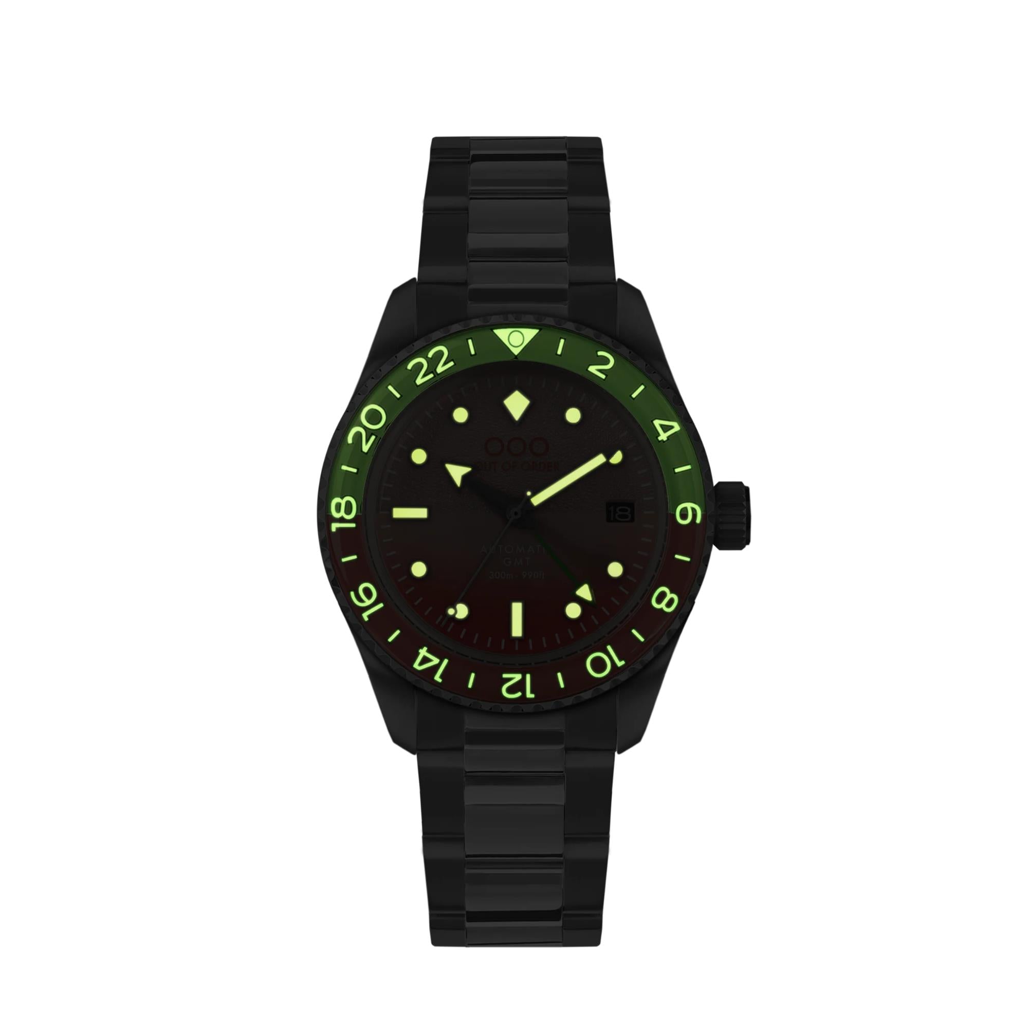 Out Of Order Paloma Shaker Automatic GMT Ultra Brushed Pink Dial Steel Strap Men's Watch OOO.001-25.PA.BAND.SS