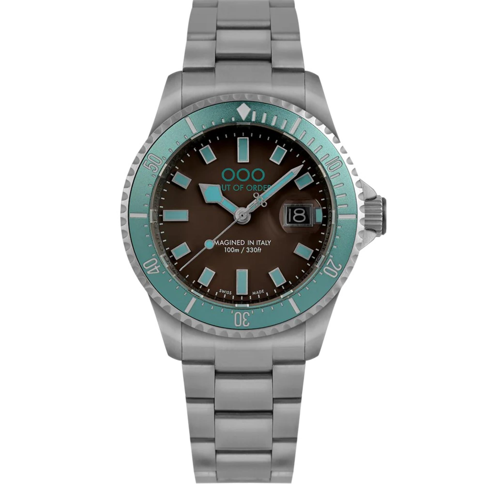 Out of Order Casanova Ultra Brushed Quartz Brown Dial Steel Strap Men's Watch OOO.001-27.TU.MS.SS