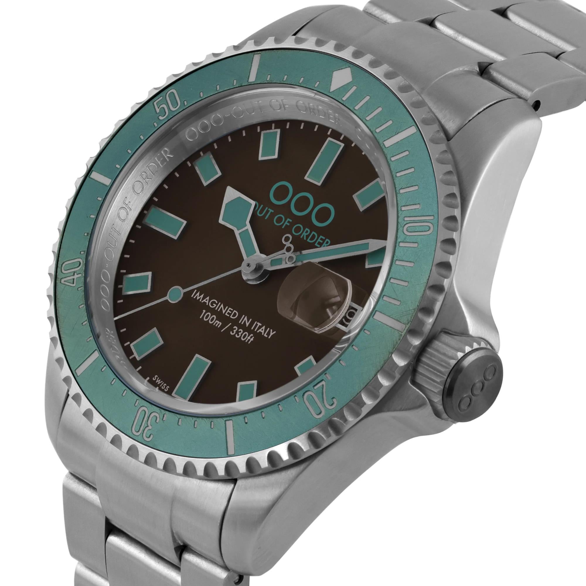 Out of Order Casanova Ultra Brushed Quartz Brown Dial Steel Strap Men's Watch OOO.001-27.TU.MS.SS
