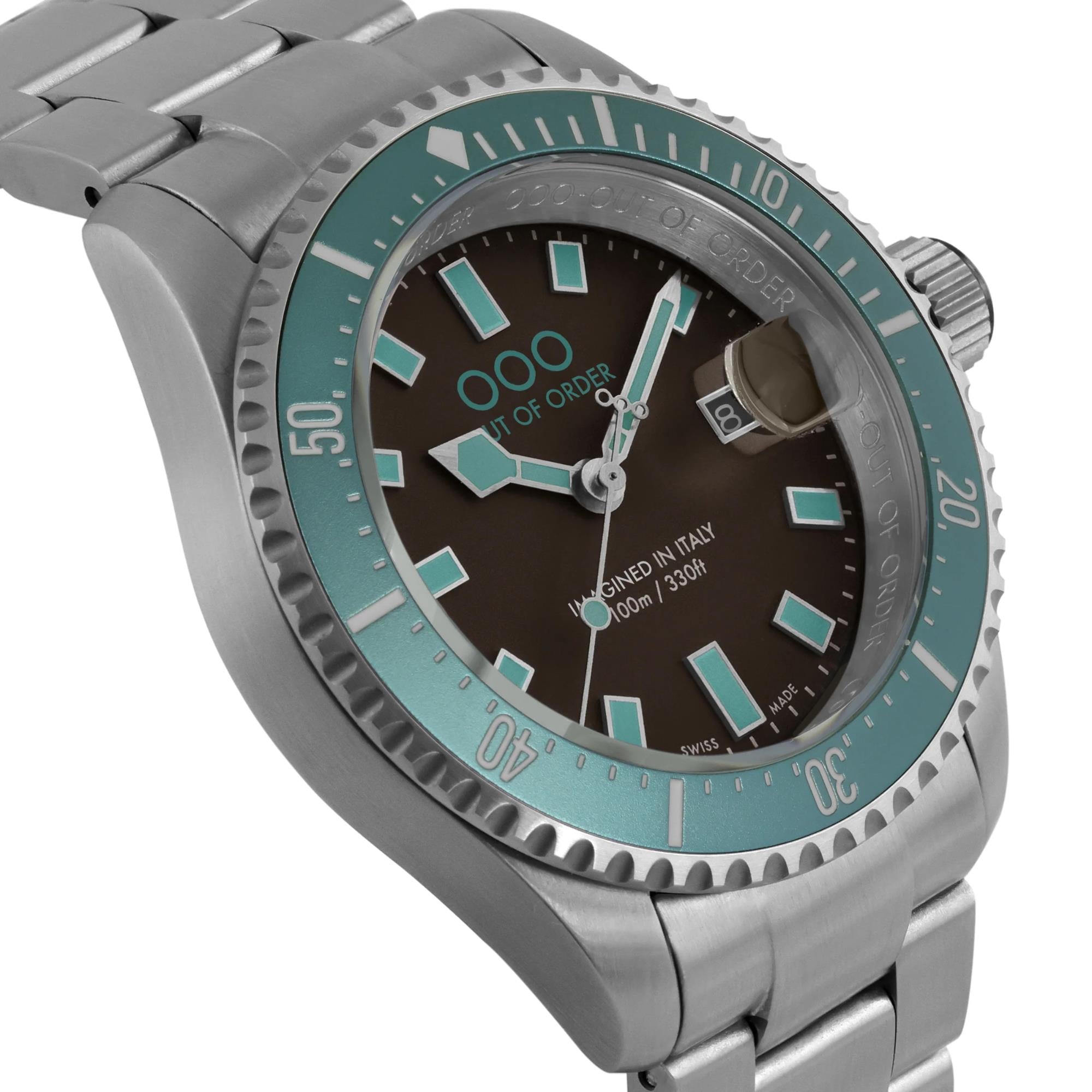 Out of Order Casanova Ultra Brushed Quartz Brown Dial Steel Strap Men's Watch OOO.001-27.TU.MS.SS