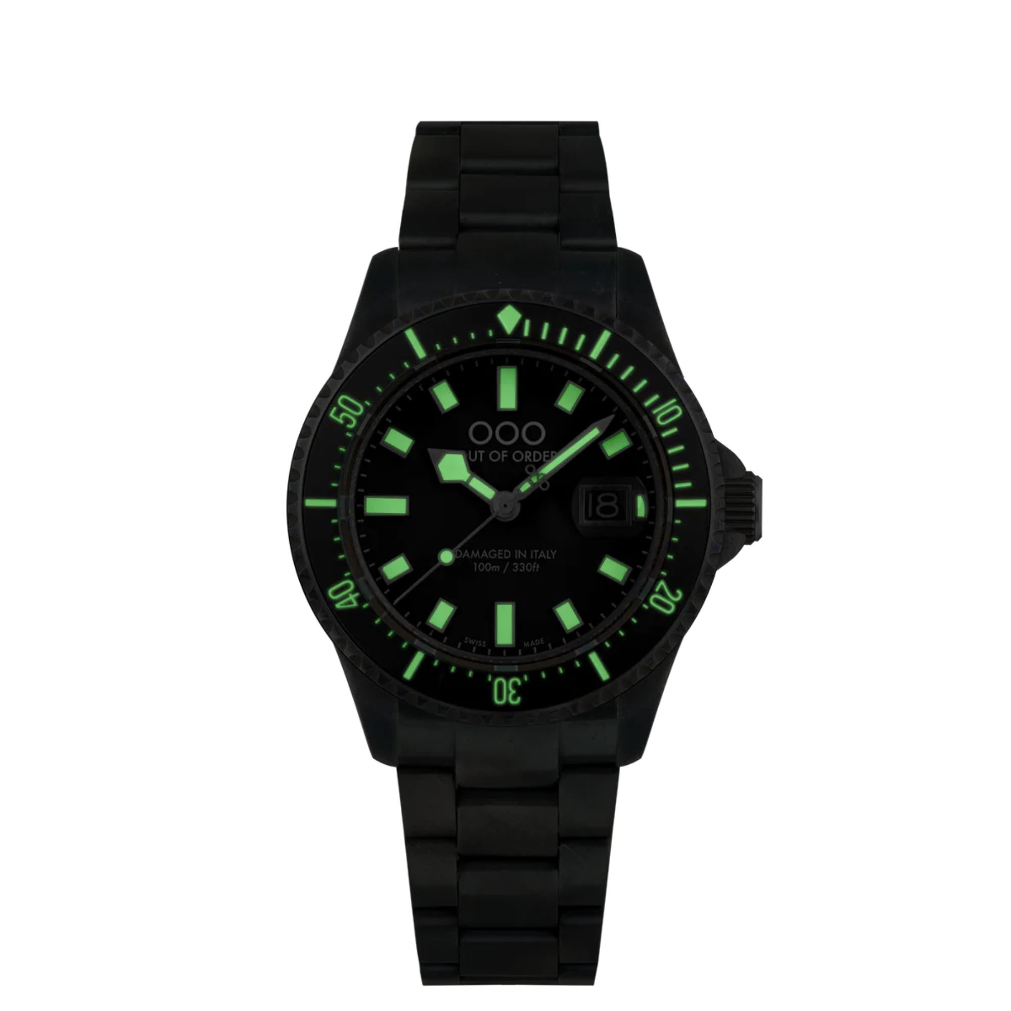 Out of Order Casanova Ultra Distressed Quartz Black Dial Steel Strap Men's Watch OOO.001-27.NE.GR