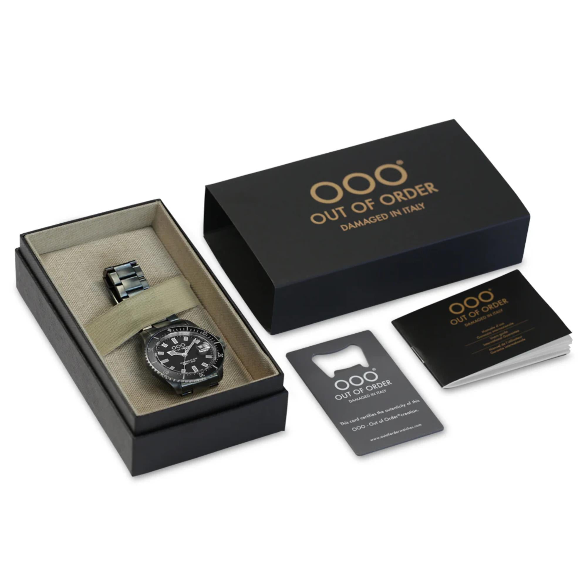 Out of Order Casanova Ultra Distressed Quartz Black Dial Steel Strap Men's Watch OOO.001-27.NE.GR