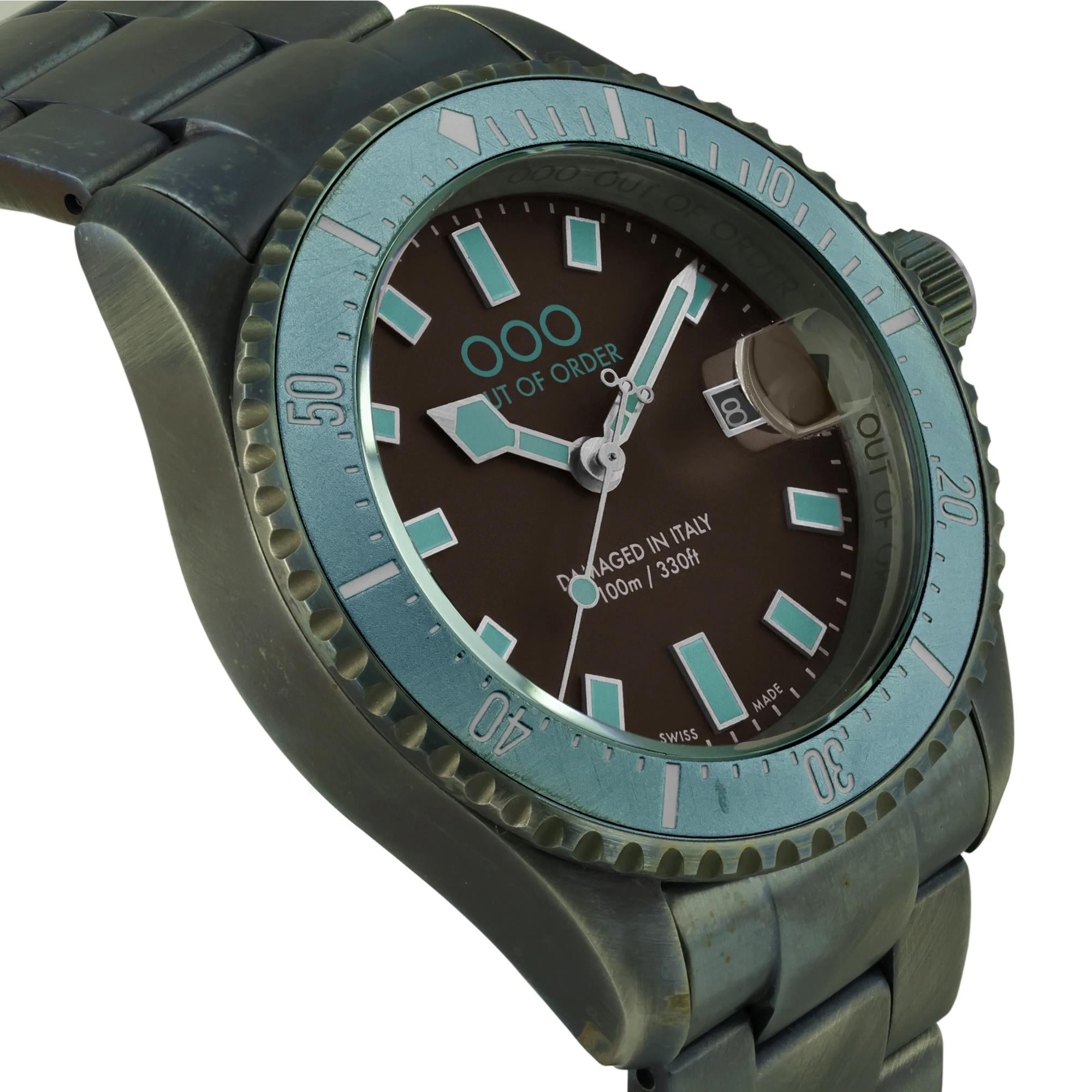 Out of Order Casanova Ultra Distressed Quartz Brown Dial Steel Strap Men's Watch OOO.001-27.TU.MS