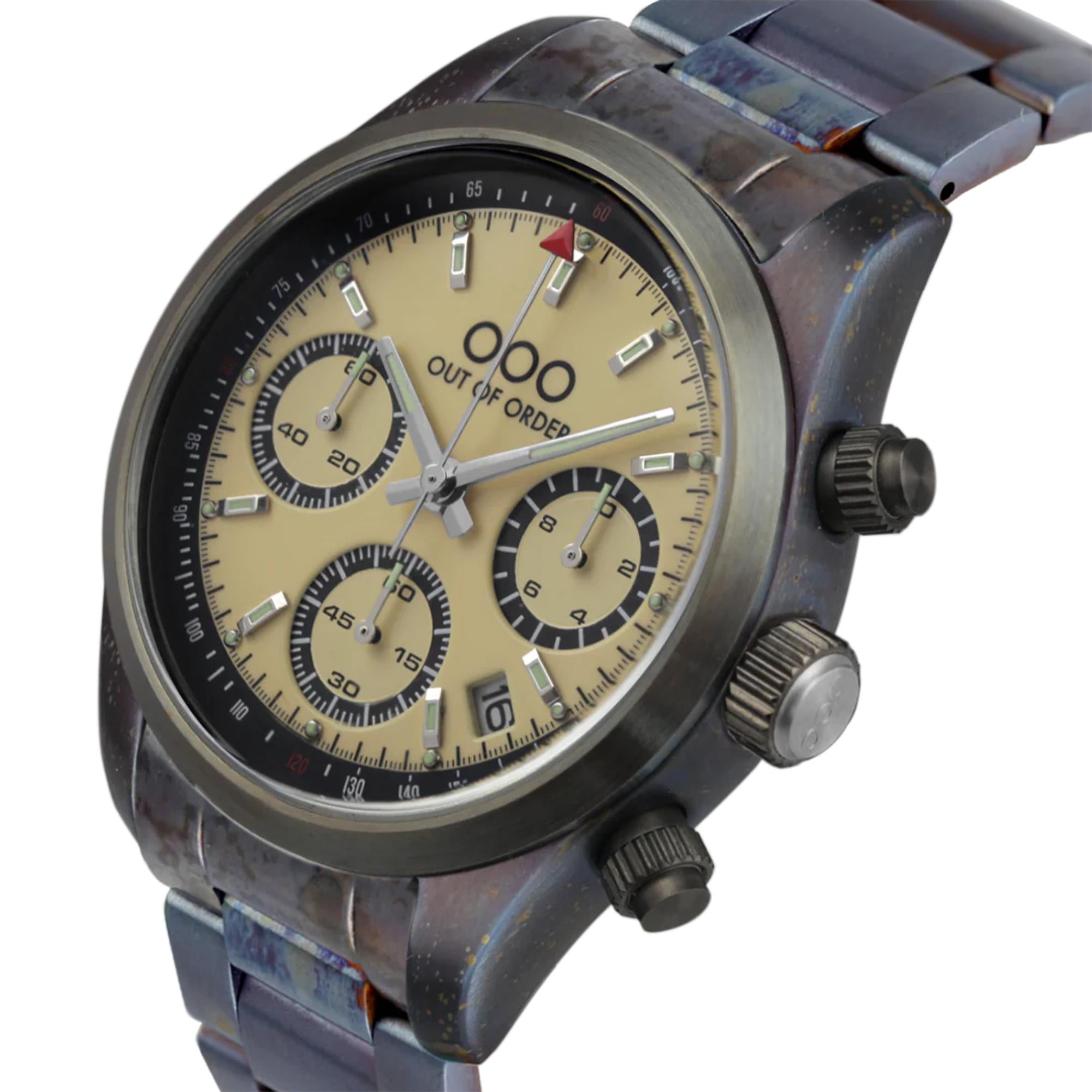 Out of Order Sporty Cronografo Quartz Cream Dial Steel Strap Men's Watch OOO.001-23.CR.AC