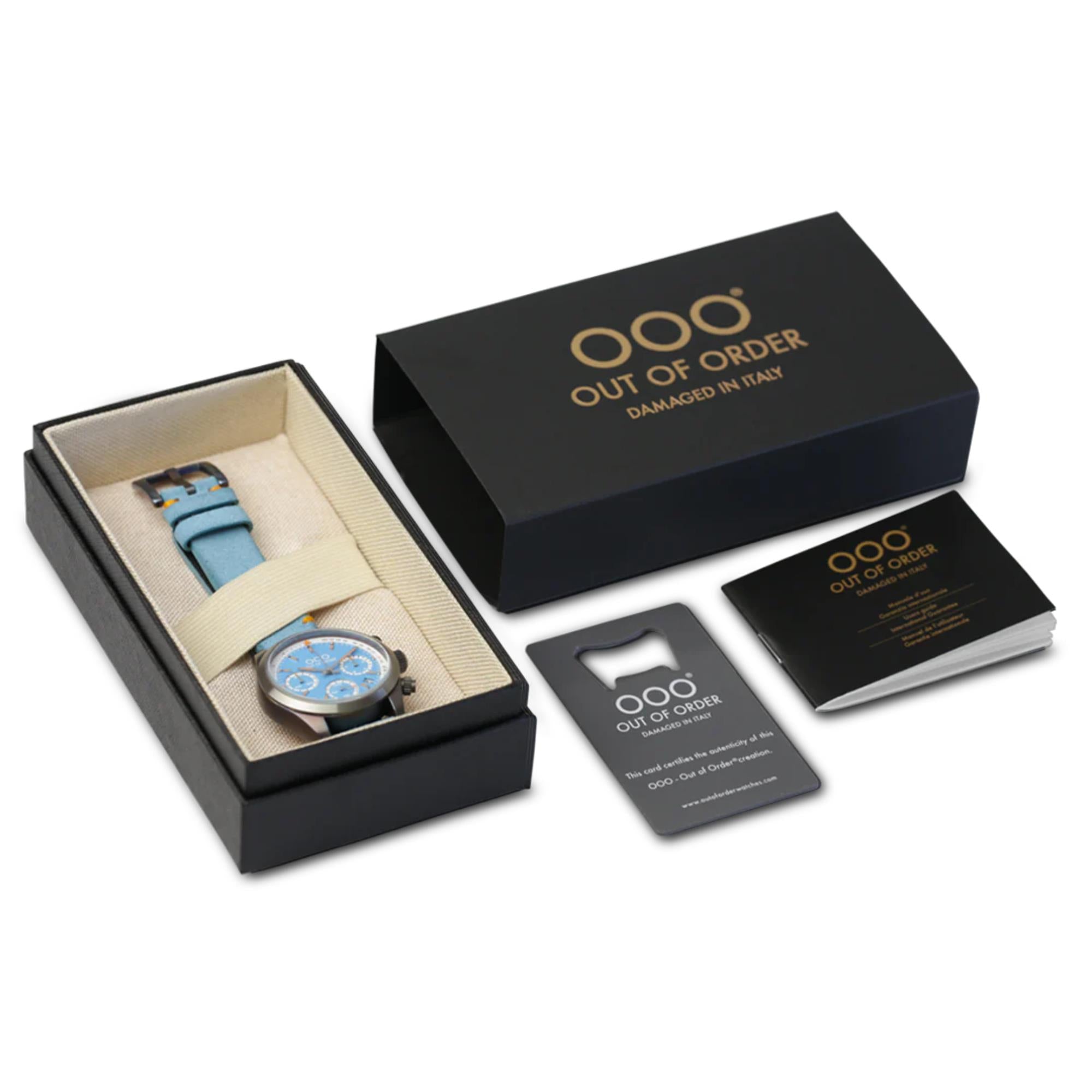 Out of Order Sporty Cronografo Quartz Blue Dial Steel Strap Men's Watch OOO.001-23.AZ.AZ