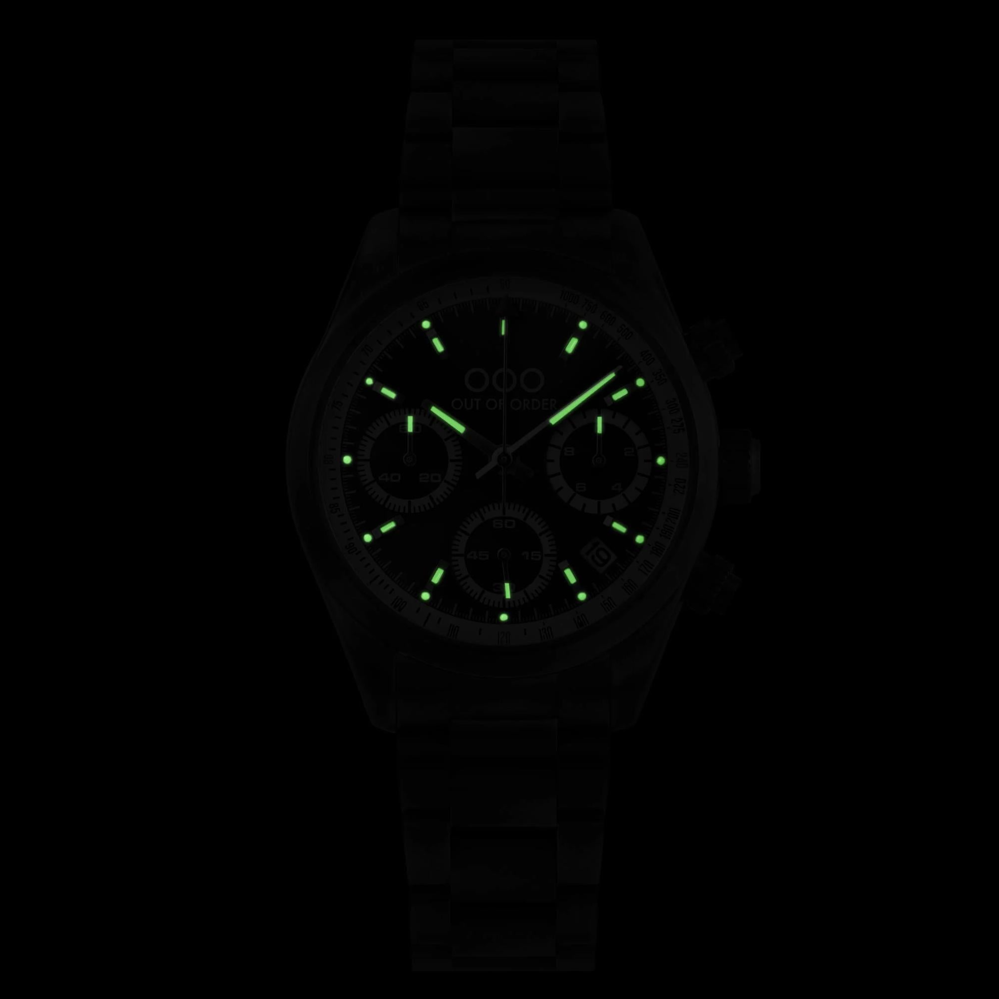 Out of Order Sporty Cronografo Quartz Peach Dial Steel Strap Unisex Watch OOO.001-23.PE.AC