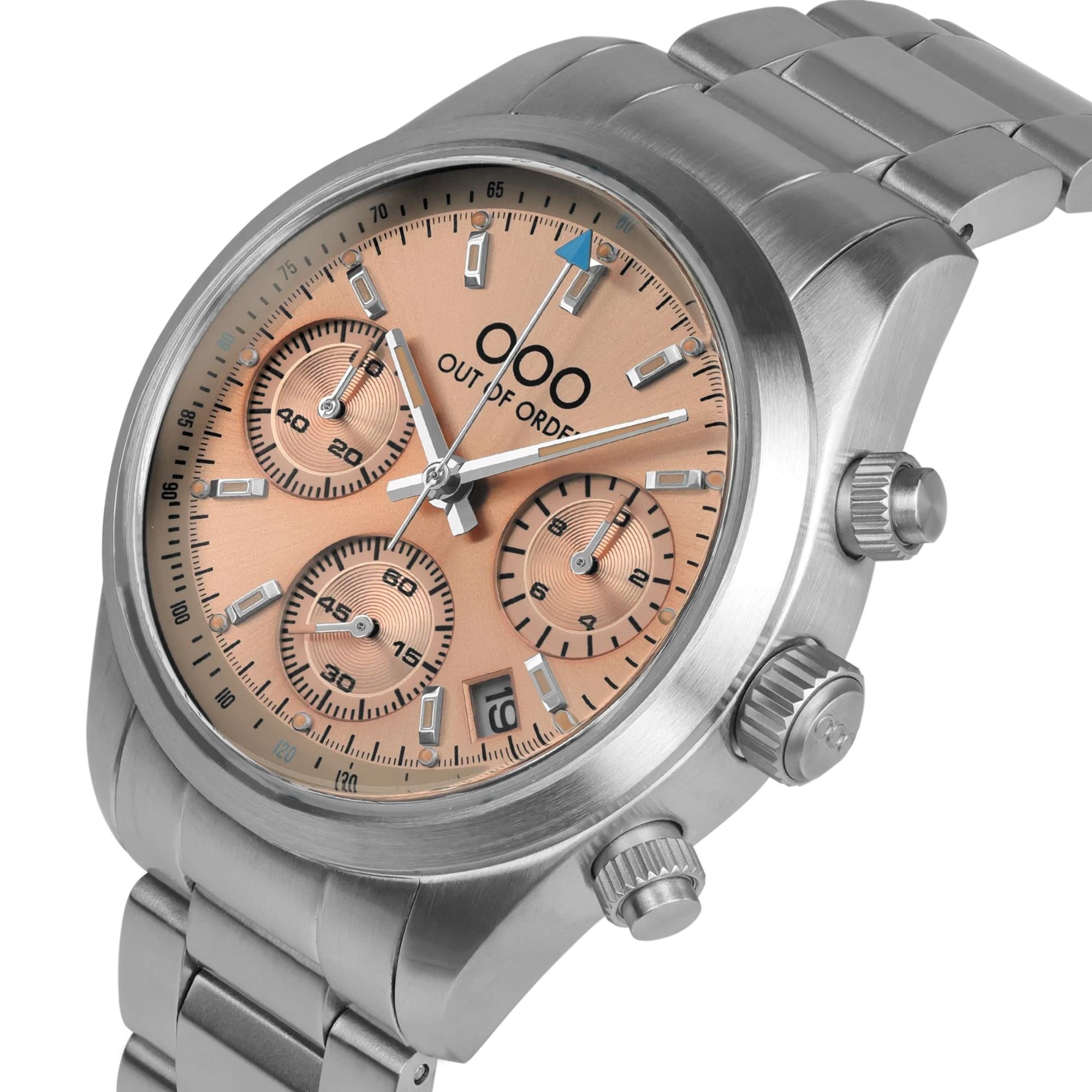 Out of Order Sporty Cronografo Ultra Brush Quartz Peach Dial Steel Strap Unisex Watch OOO.001-23.PE.AC.SS