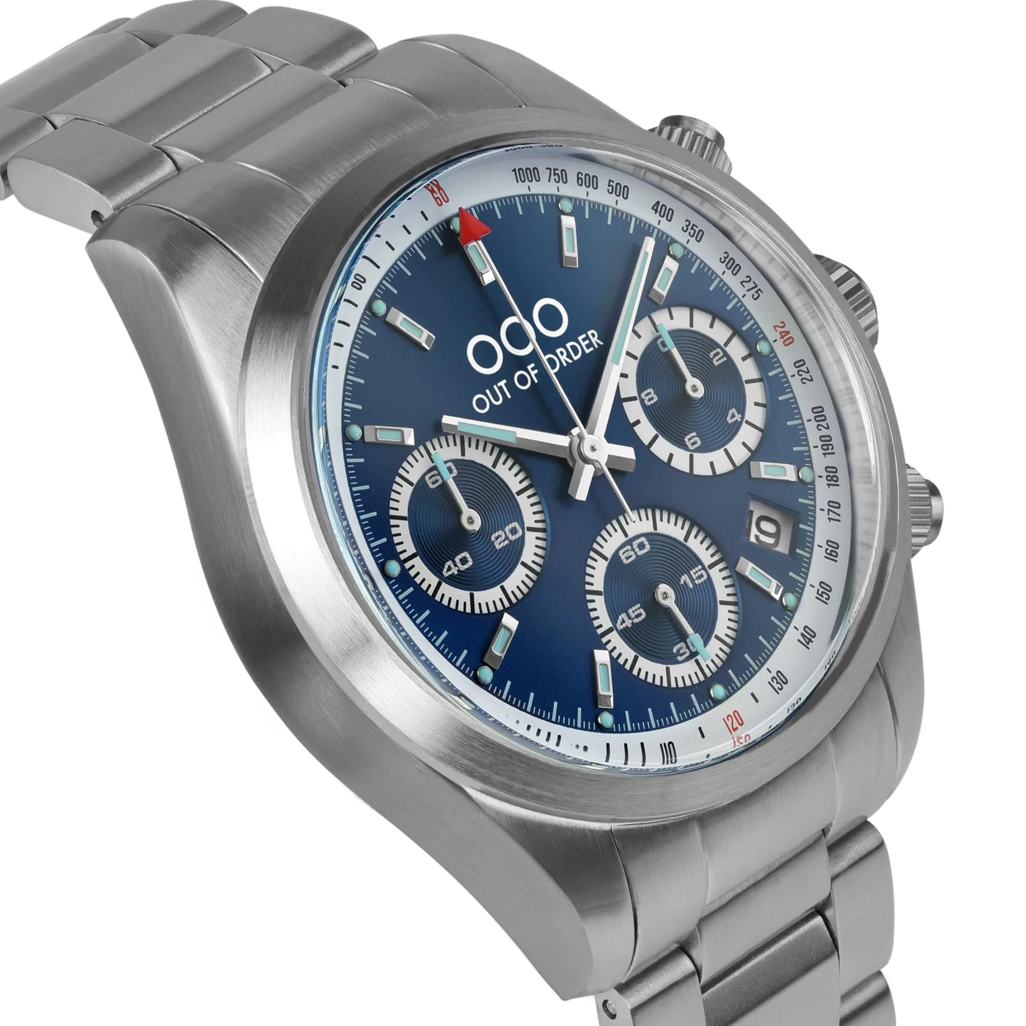 Out of Order Sporty Cronografo Ultra Brush Quartz Blue Dial Steel Strap Unisex Watch OOO.001-23.BL.AC.SS