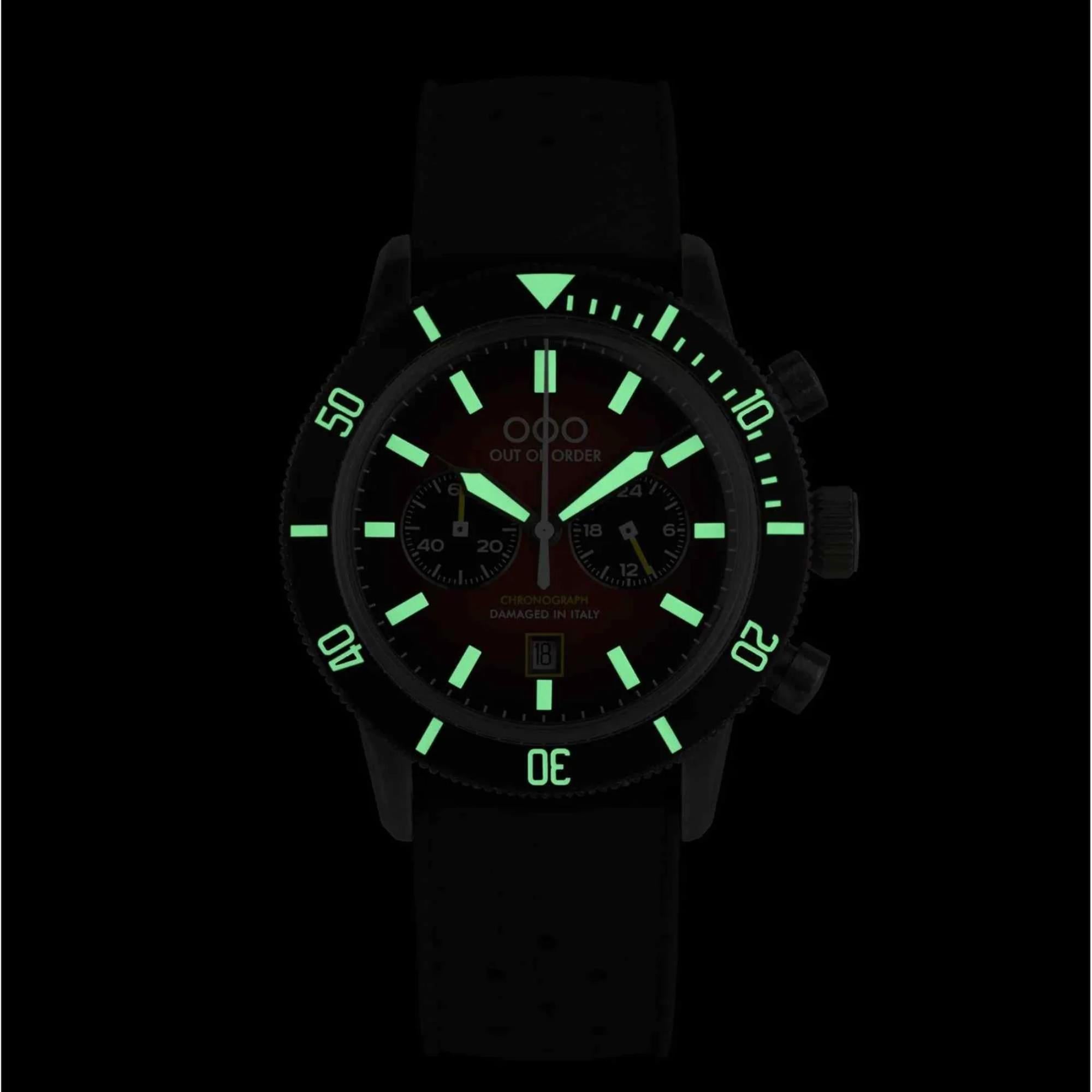 Out of Order Pilot Cronografo Quartz Red Dial Leather Strap Men's Watch OOO.001-28.RO