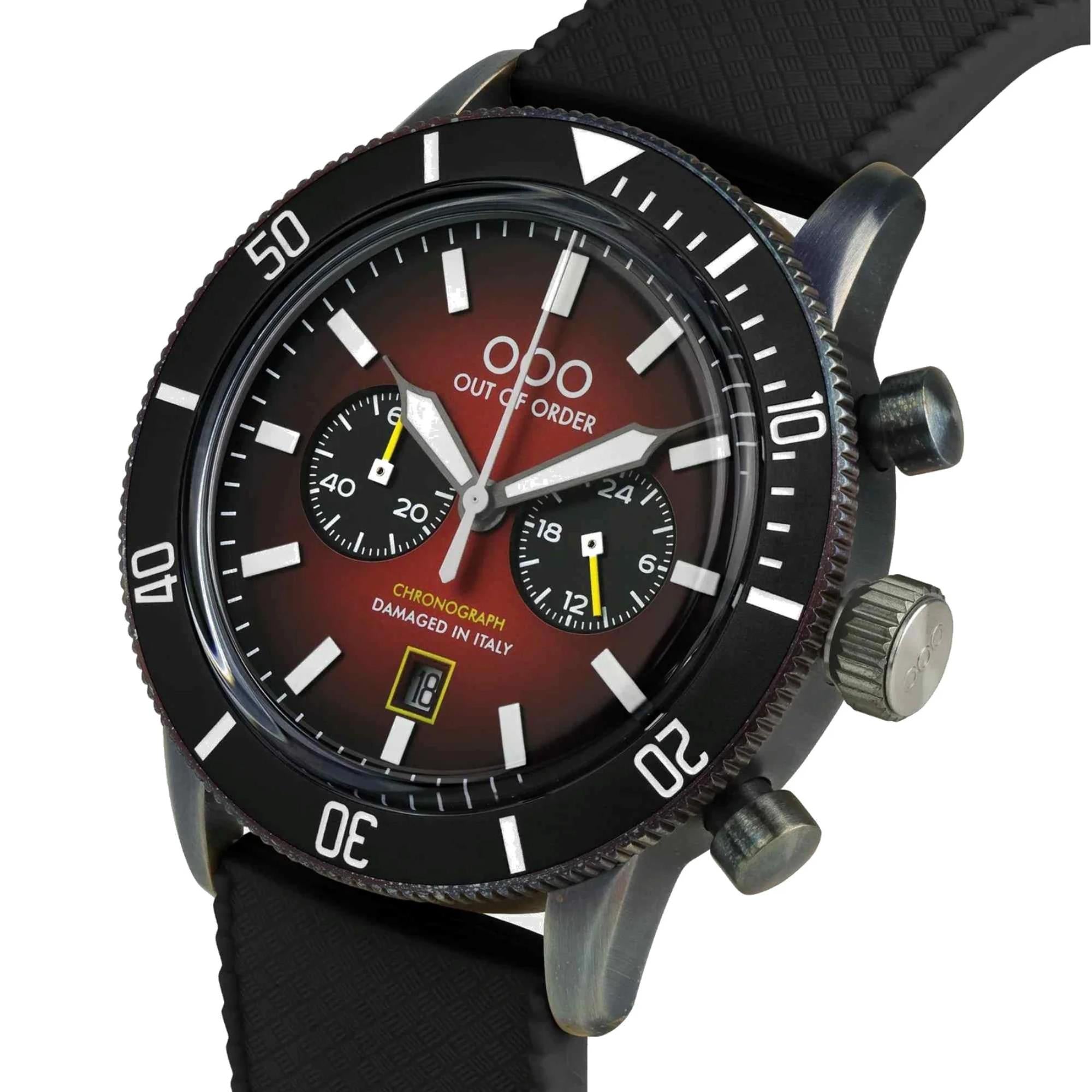 Out of Order Pilot Cronografo Quartz Red Dial Leather Strap Men's Watch OOO.001-28.RO