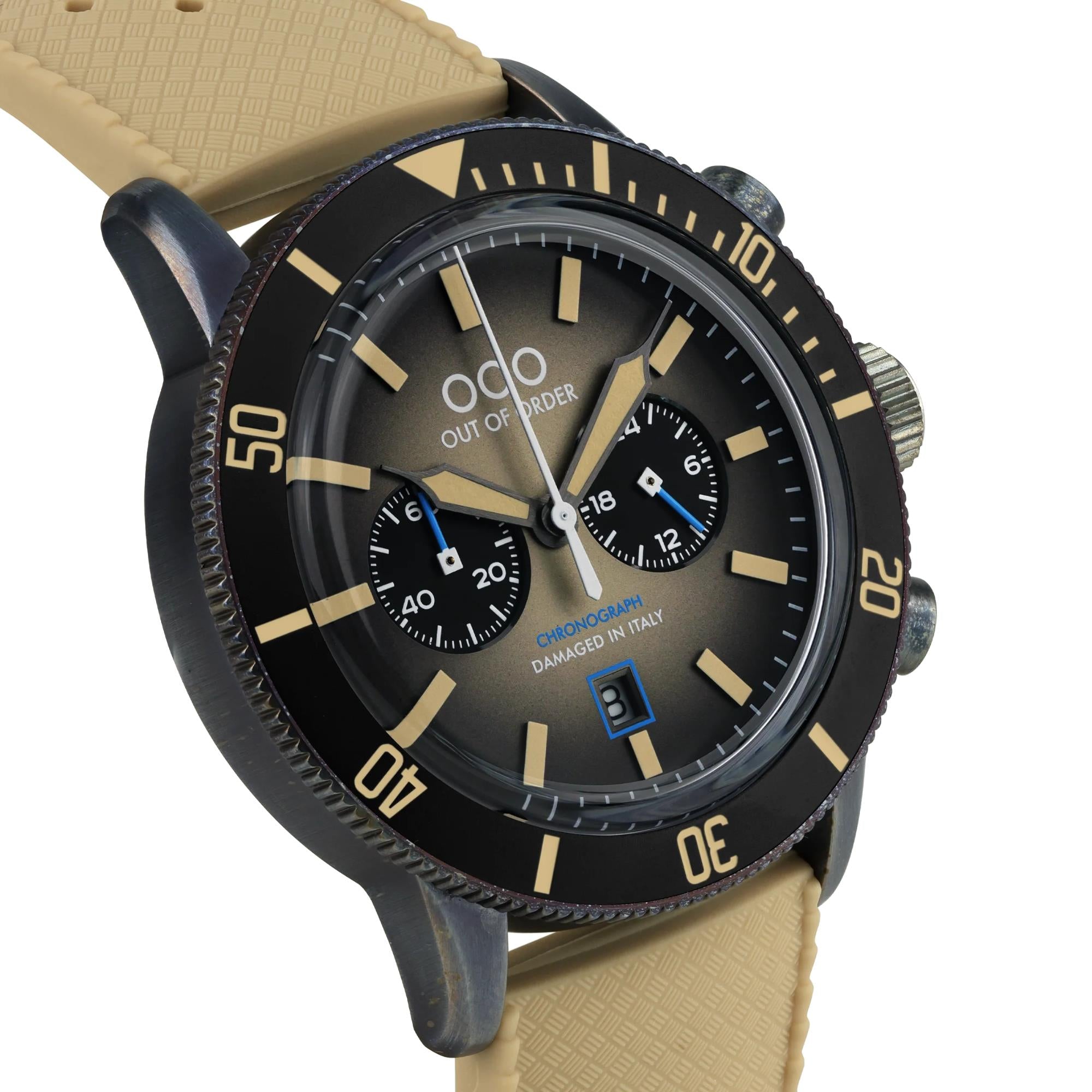 Out of Order Pilot Cronografo Quartz Brown Dial Leather Strap Men's Watch OOO.001-28.GR