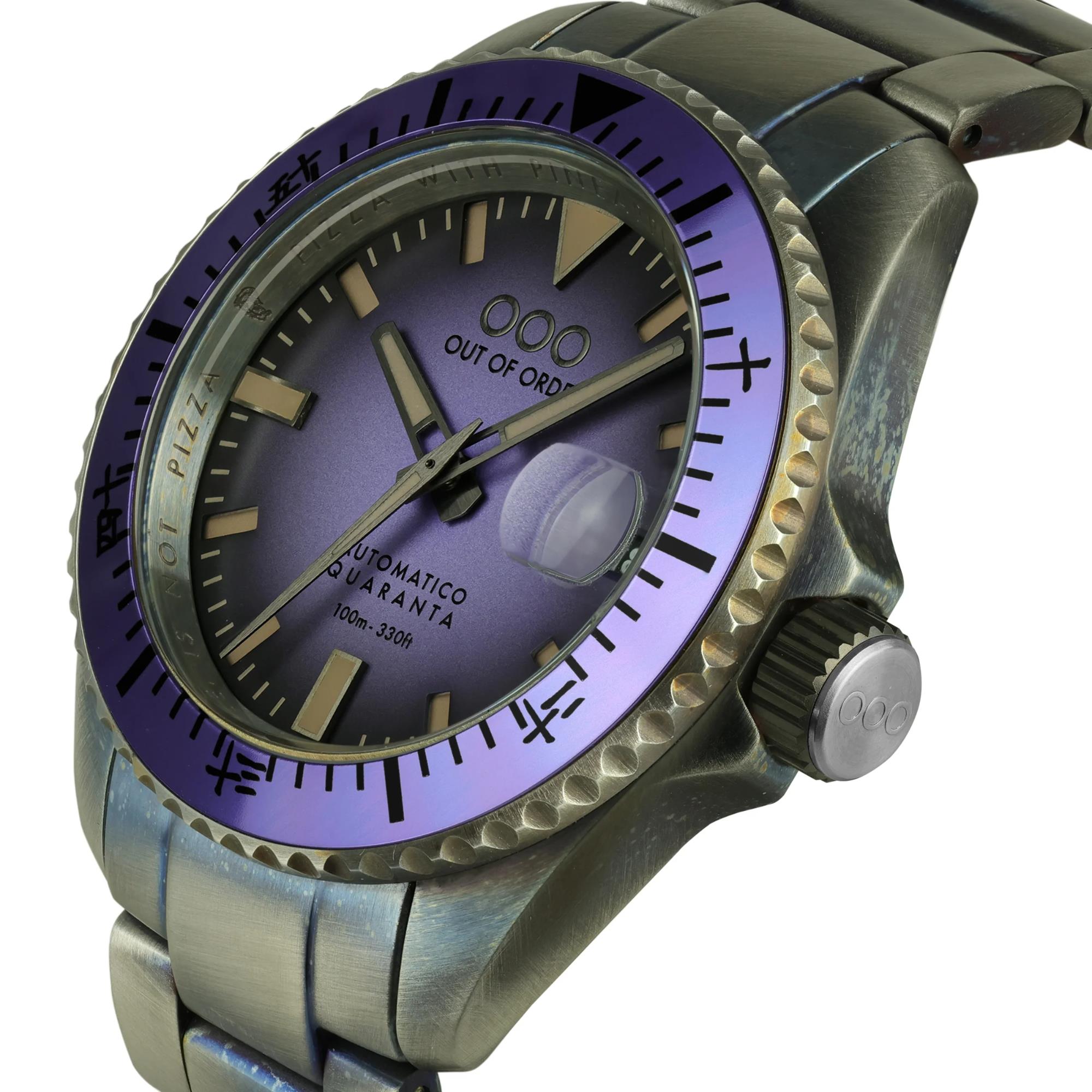 Out of Order Automatico Quaranta Ultra Distressed Automatic Indigo Dial Steel Strap Unisex Watch OOO.001-21.LI