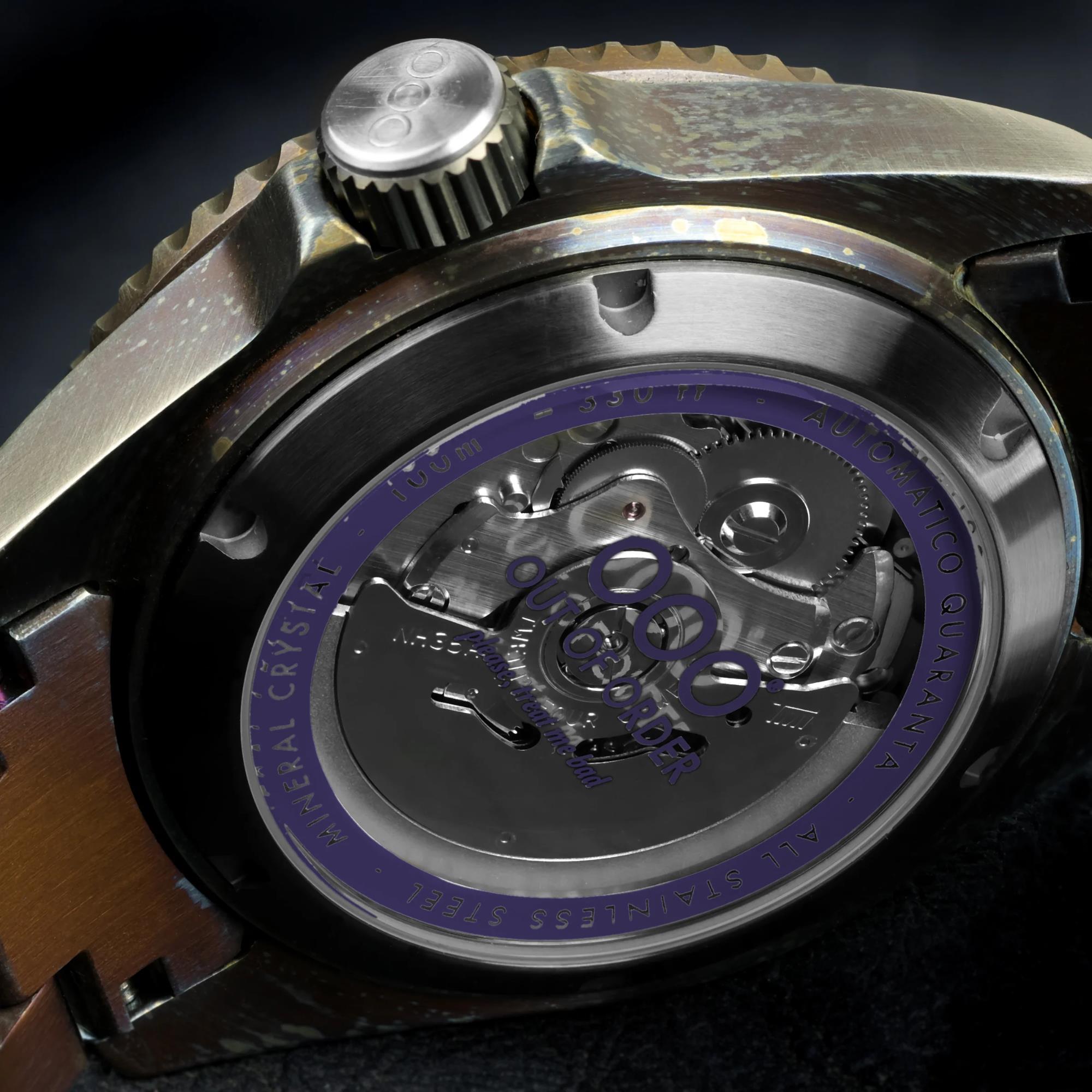 Out of Order Automatico Quaranta Ultra Distressed Automatic Indigo Dial Steel Strap Unisex Watch OOO.001-21.LI