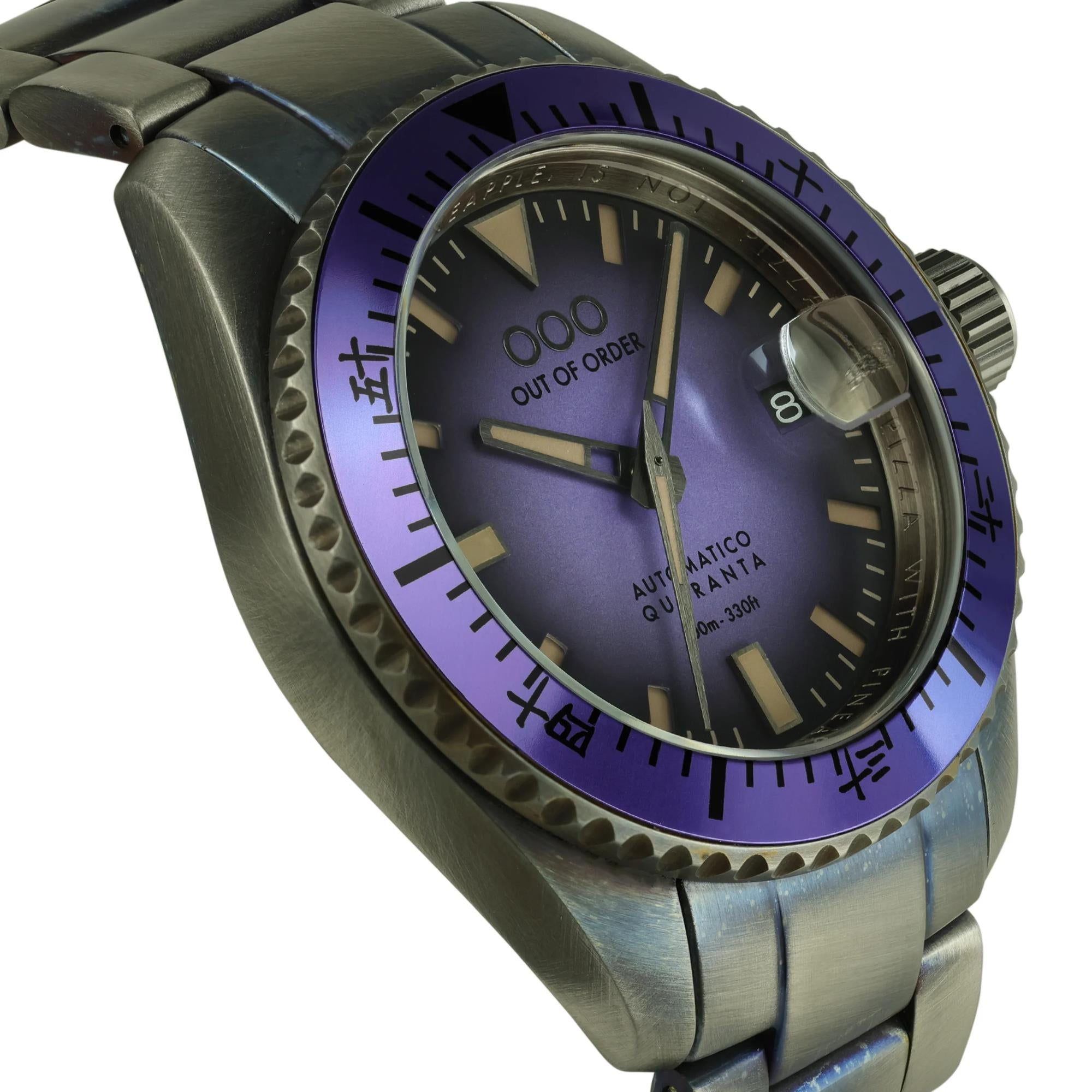 Out of Order Automatico Quaranta Ultra Distressed Automatic Indigo Dial Steel Strap Unisex Watch OOO.001-21.LI