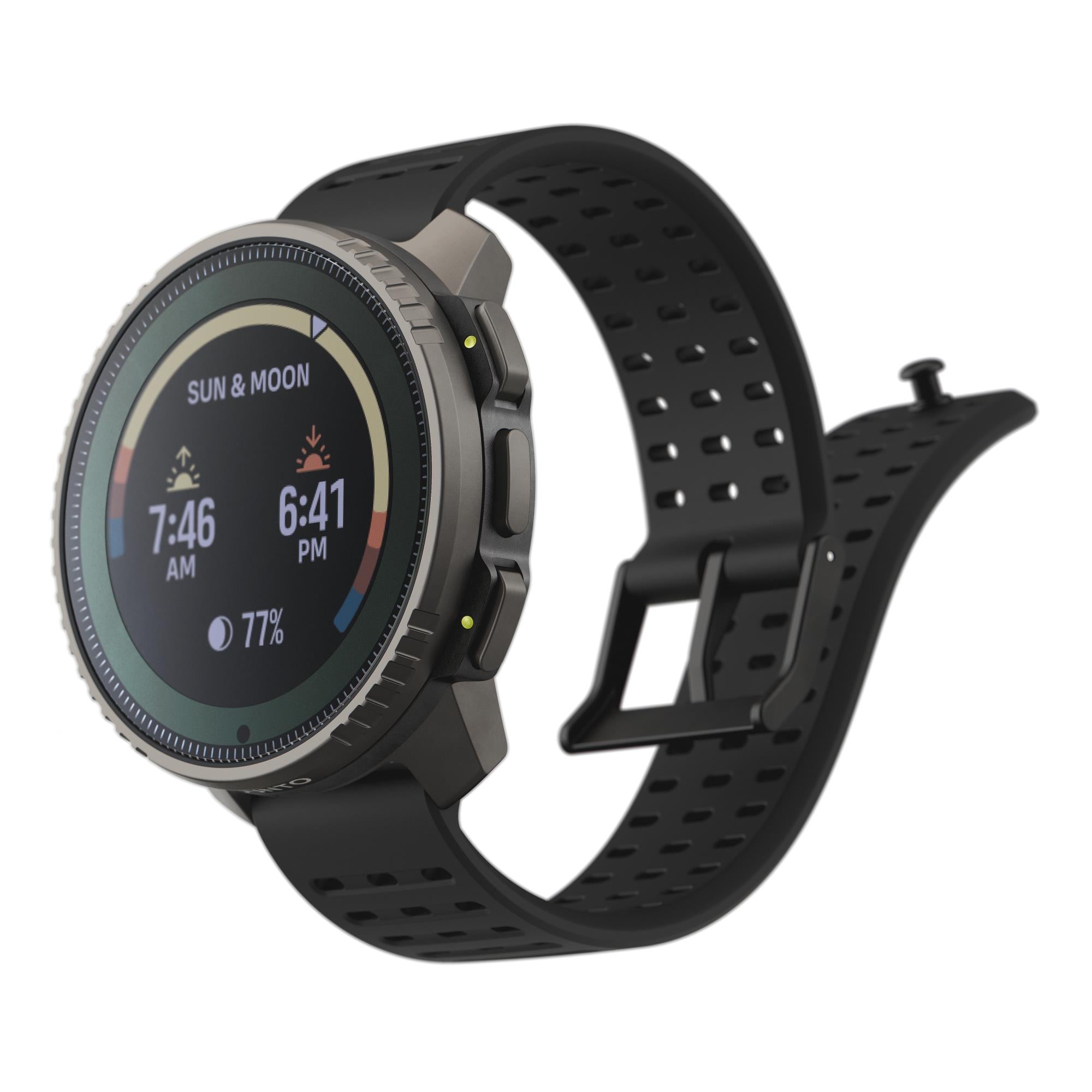 Suunto Vertical Titanium Solar Black Digital Silicone Strap Unisex Smart Watch SS050858000