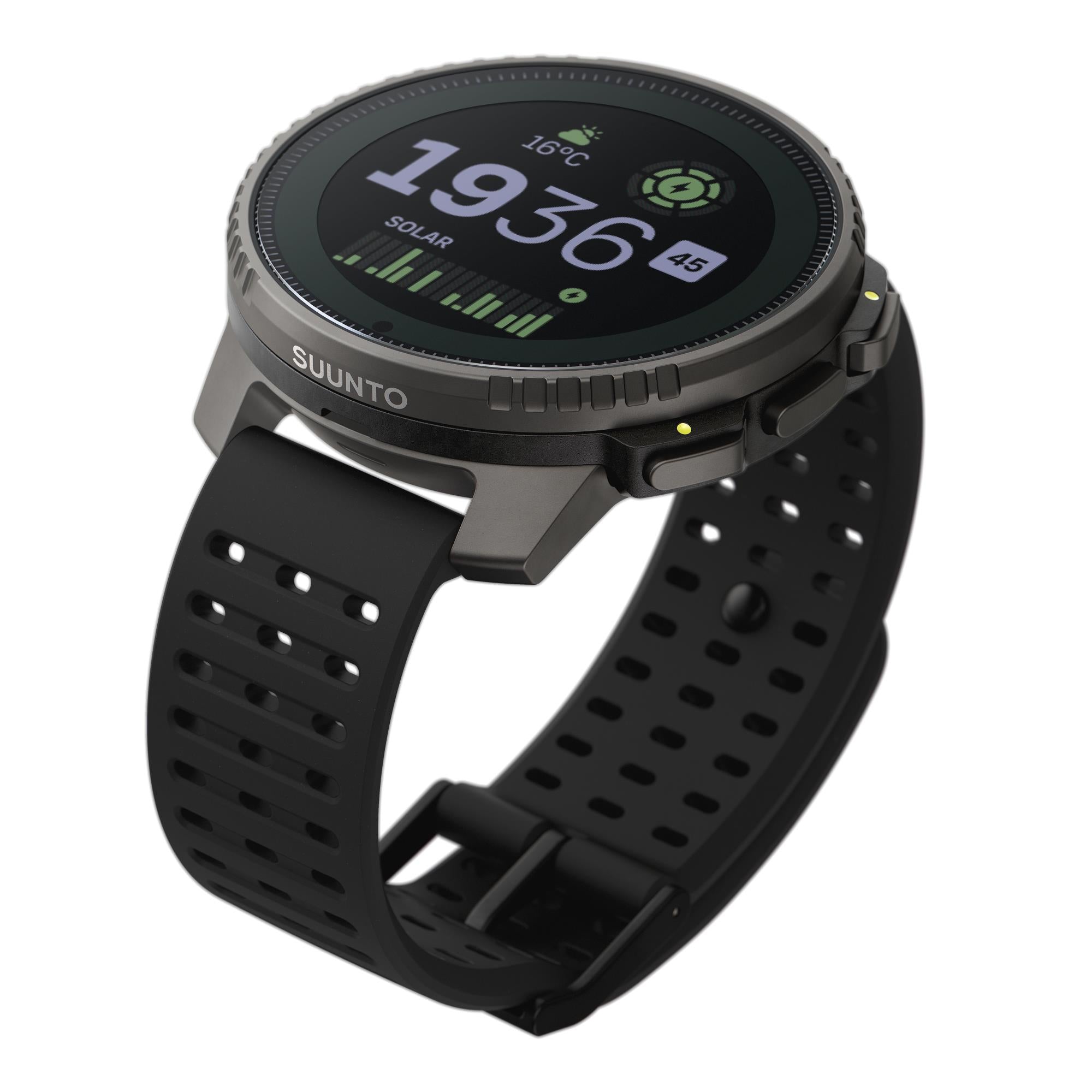Suunto Vertical Titanium Solar Black Digital Silicone Strap Unisex Smart Watch SS050858000