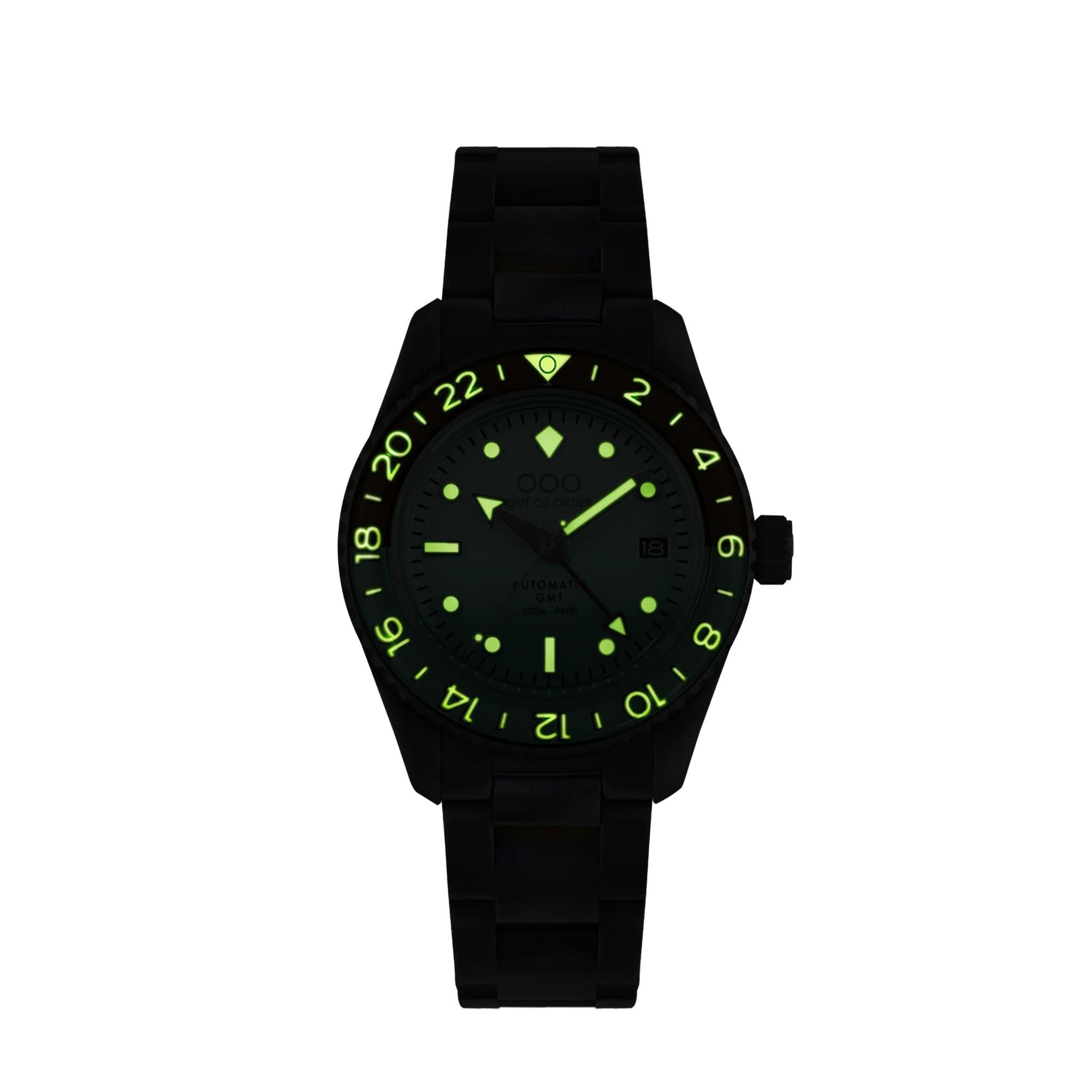 Out Of Order After 8 Shaker Automatic GMT Mint Green Dial Steel Strap Men's Watch OOO.001-25.AE.BAND