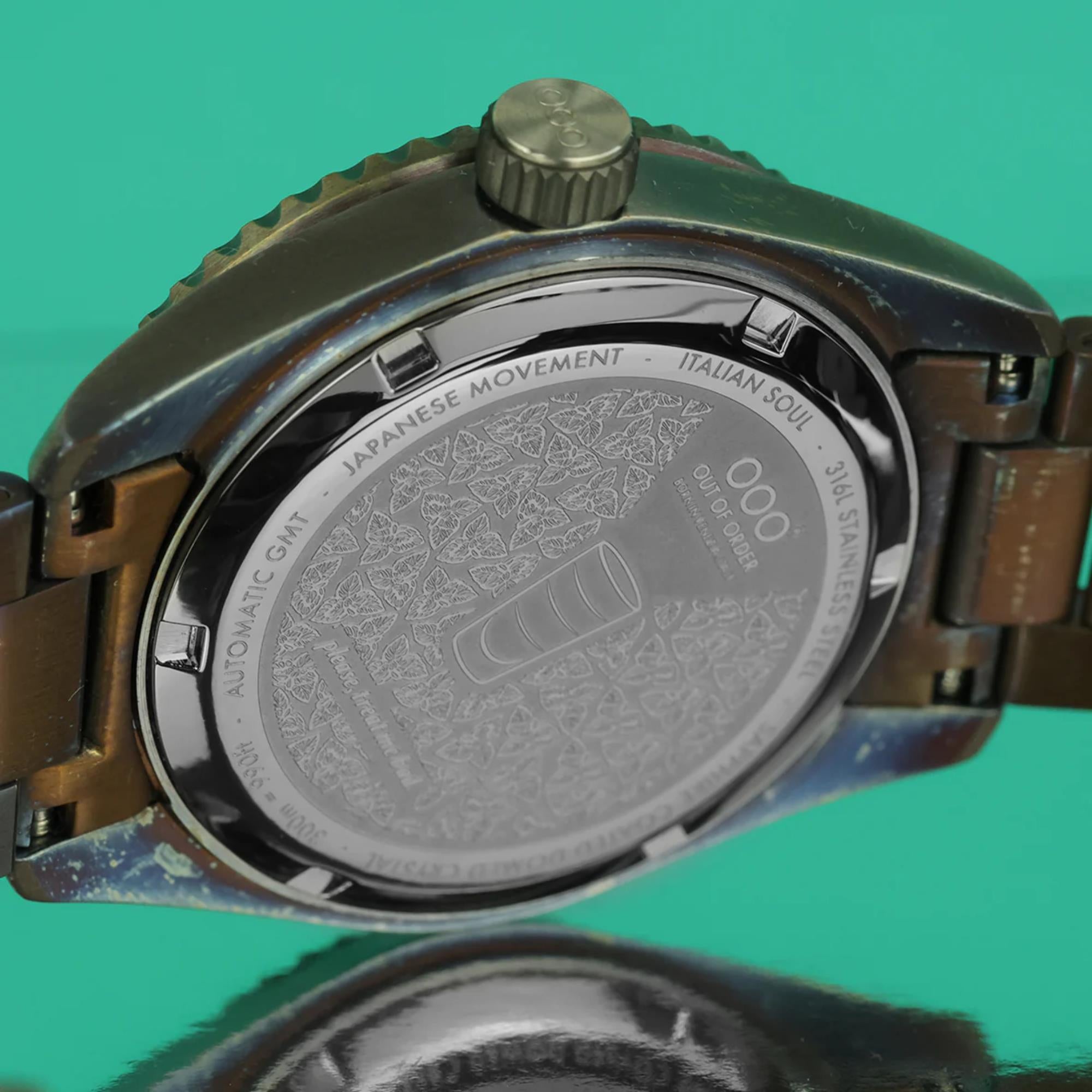 Out Of Order After 8 Shaker Automatic GMT Mint Green Dial Steel Strap Men's Watch OOO.001-25.AE.BAND