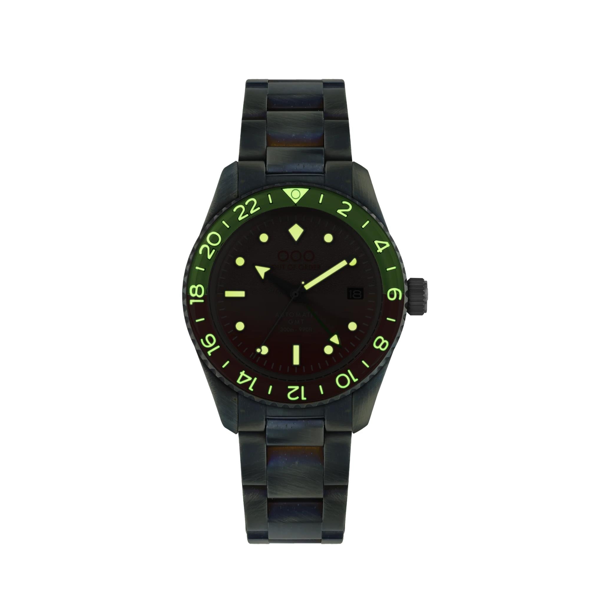 Out Of Order Paloma Shaker Automatic GMT Ultra Distressed Pink Dial Steel Strap Men's Watch OOO.001-25.PA.BAND